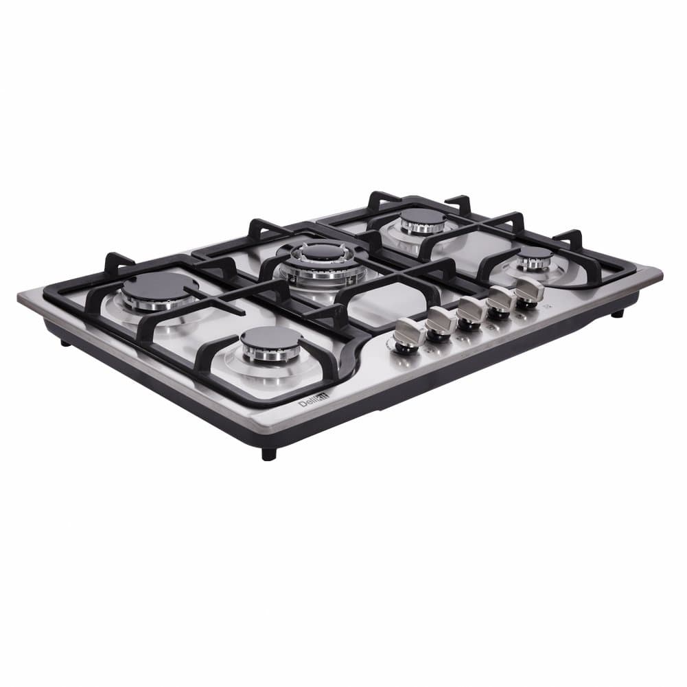 - 30 inch Gas Cooktops Dual Fuel Sealed 5 Burners Gas Cooktop Drop-In Stainless Steel Gas Hob Gas DK257-A01 Cooktop