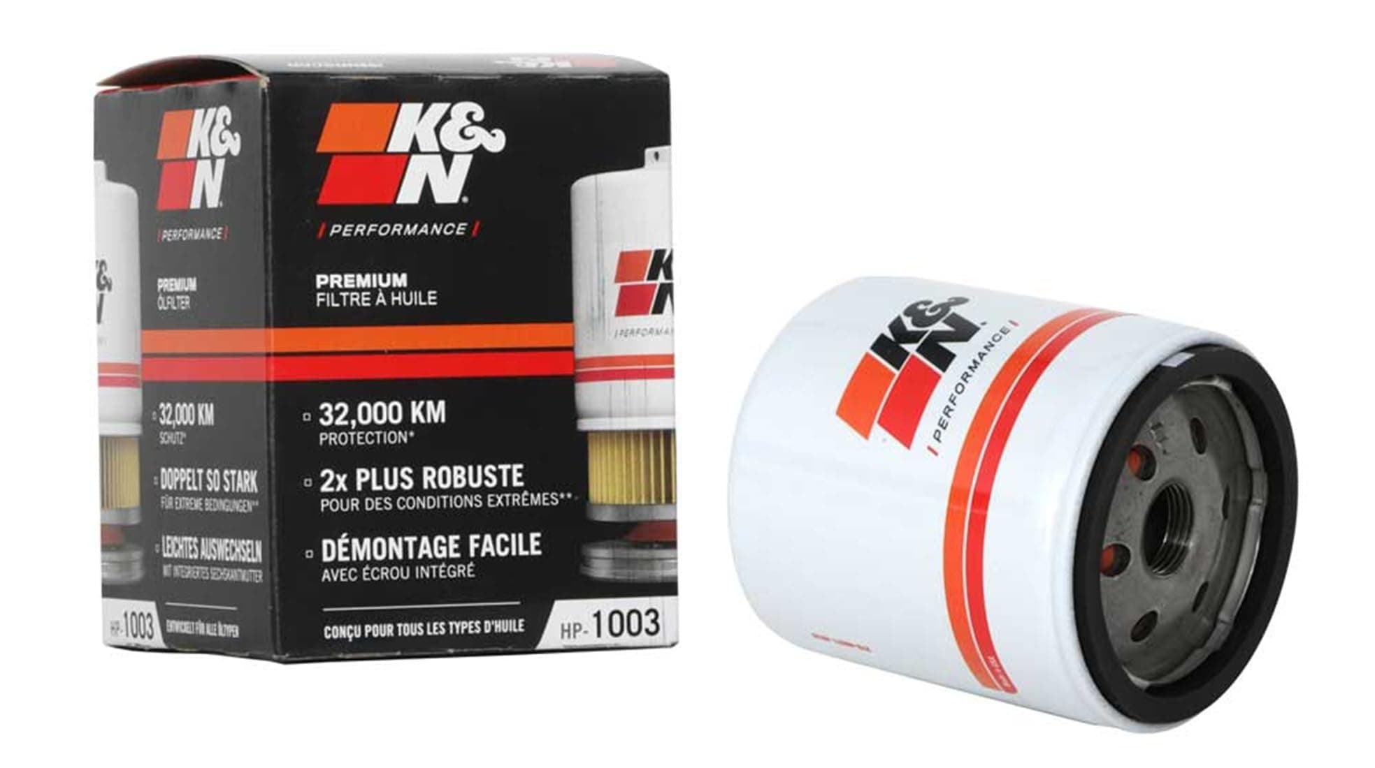 K&N Oil Filter - Spin-On 68x84mm compatible with Toyota, Scion, Suzuki, Pontiac, Chevrolet, Nissan, Daihatsu (HP-1003), Weiß