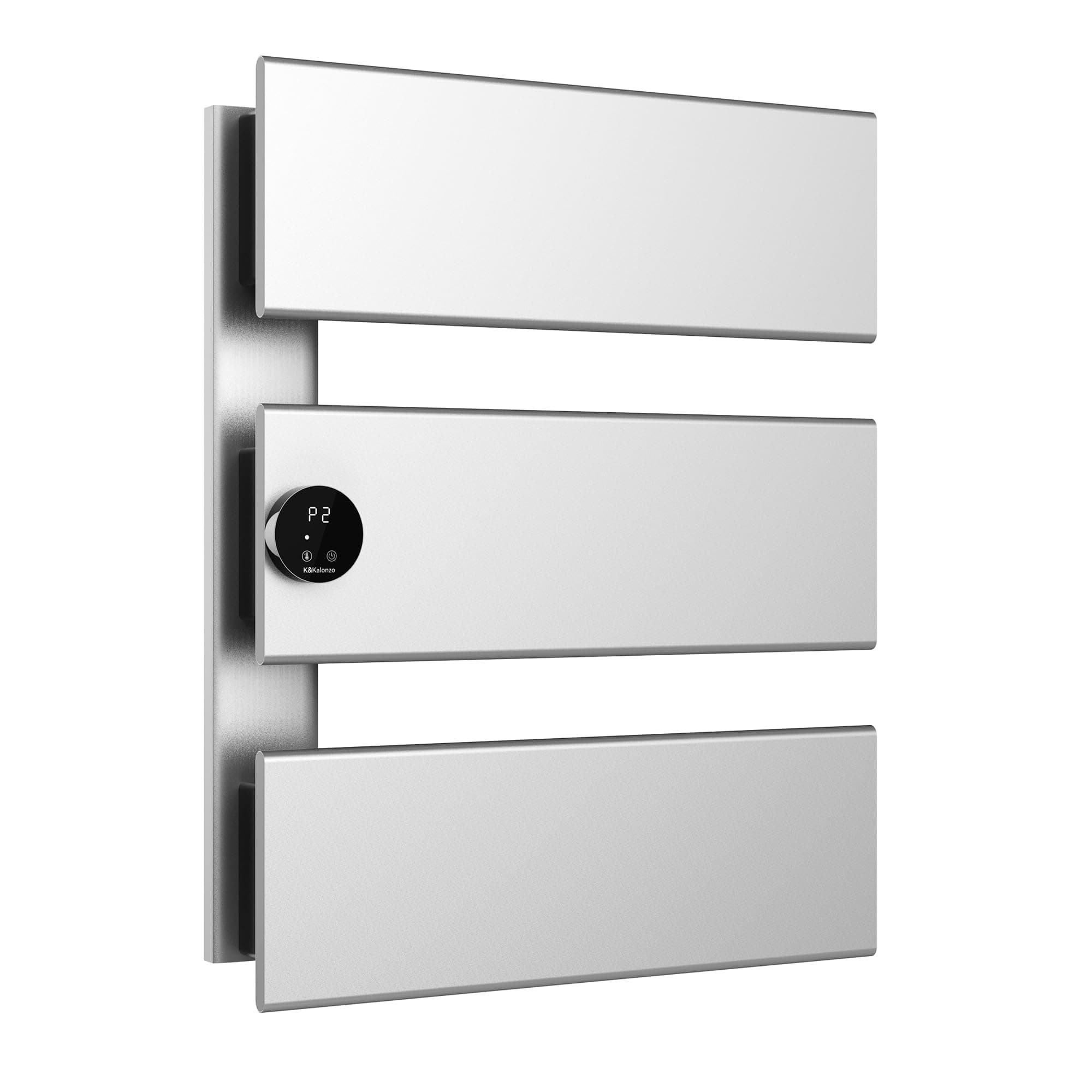 Electric Towel Warmer, 18.35" W x 22.8" H Wall-Mounted Towel Heater with Built-in Timer, Waterproof Aluminum Towel Warmer for Bathroom, Support Plug-in and Hardwired, Silver, K3-L-S