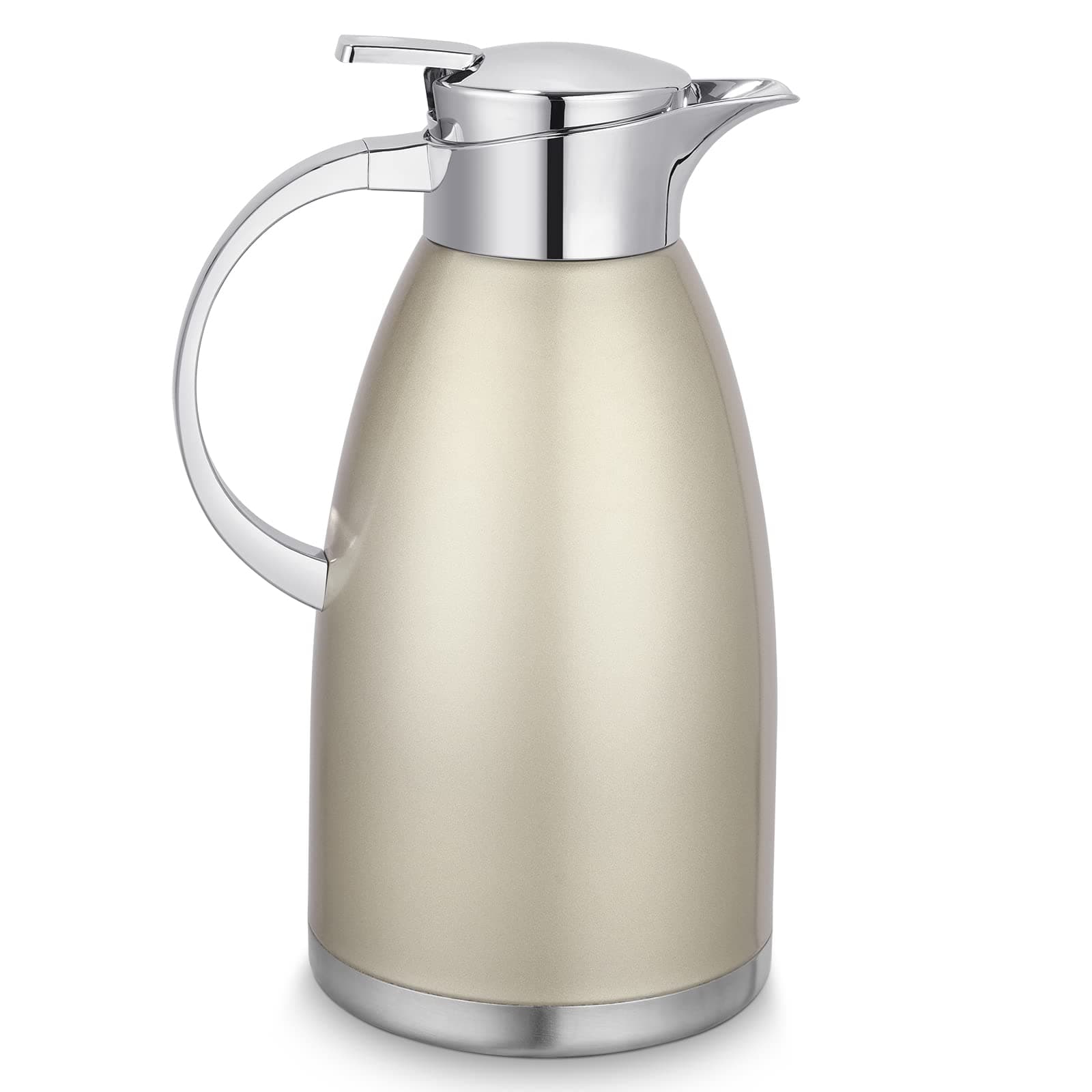 2.3L Stainless Steel Thermal Carafe, Double Walled Vacuum Insulated Coffee Carafe with Lid, 12 Hour Heat and 24 Hour Cold Retention, Jug for Water, Milk, Tea, Juice