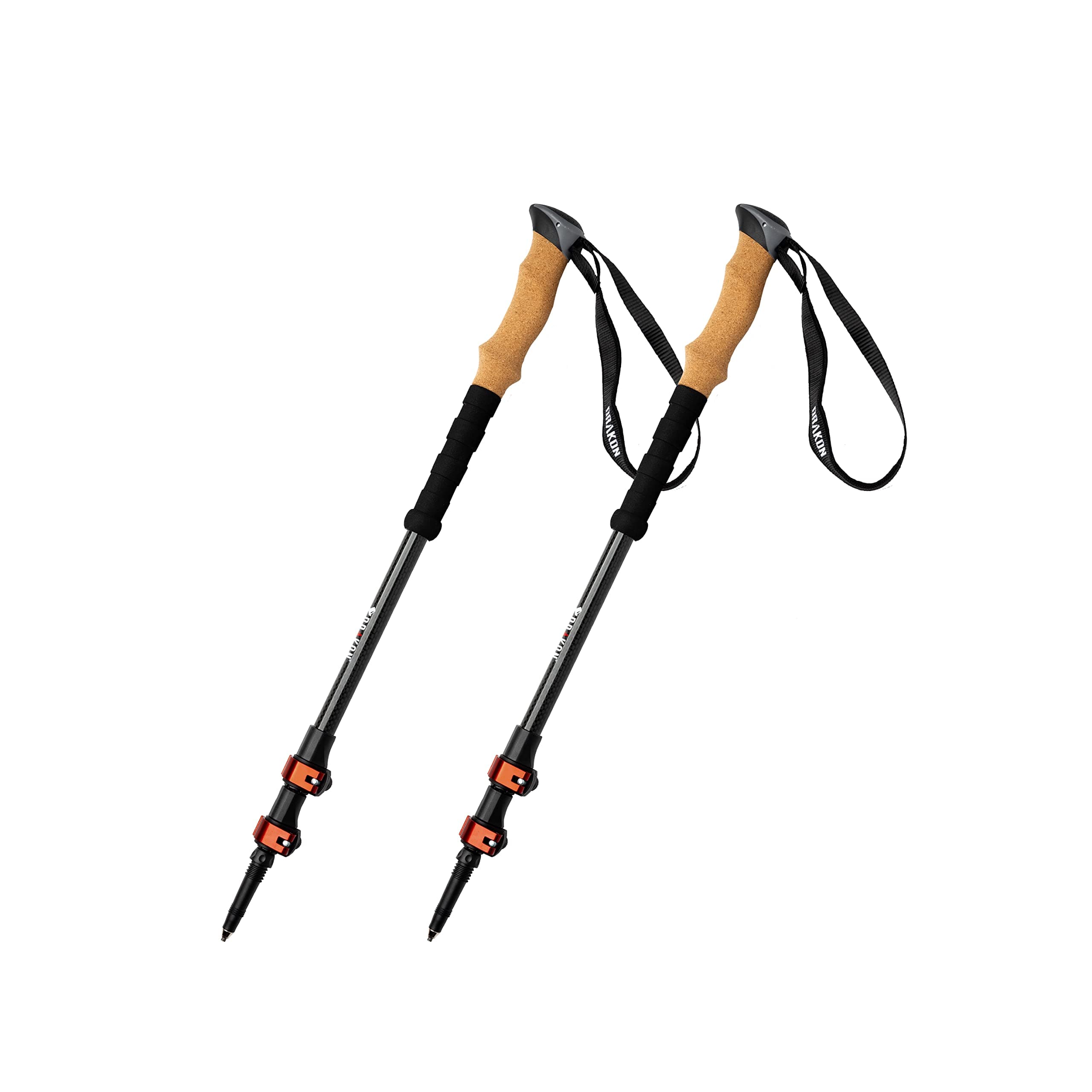 Drakon Outdoors - Drakon Sticks 2.0 - Heavy Duty Carbon Fiber Trekking Poles - Ultralight Collapsible Poles with Cork Handles, Flip Locks, Carbide Tips
