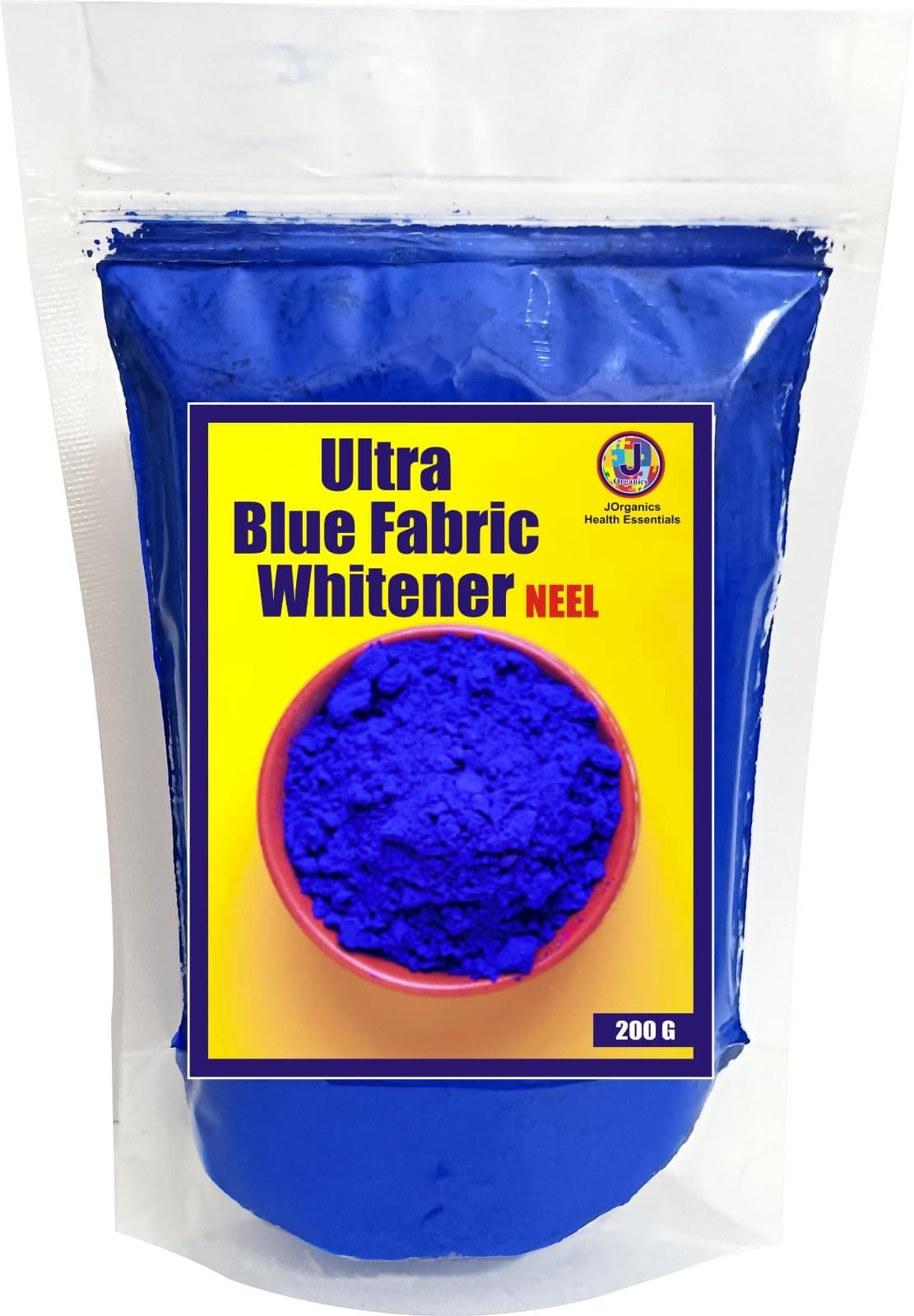 Jioo Organics Neel Powder Blue - Natural Whitening for White and Coloured Fabrics - Effective, Safe and Long Lasting, 200g