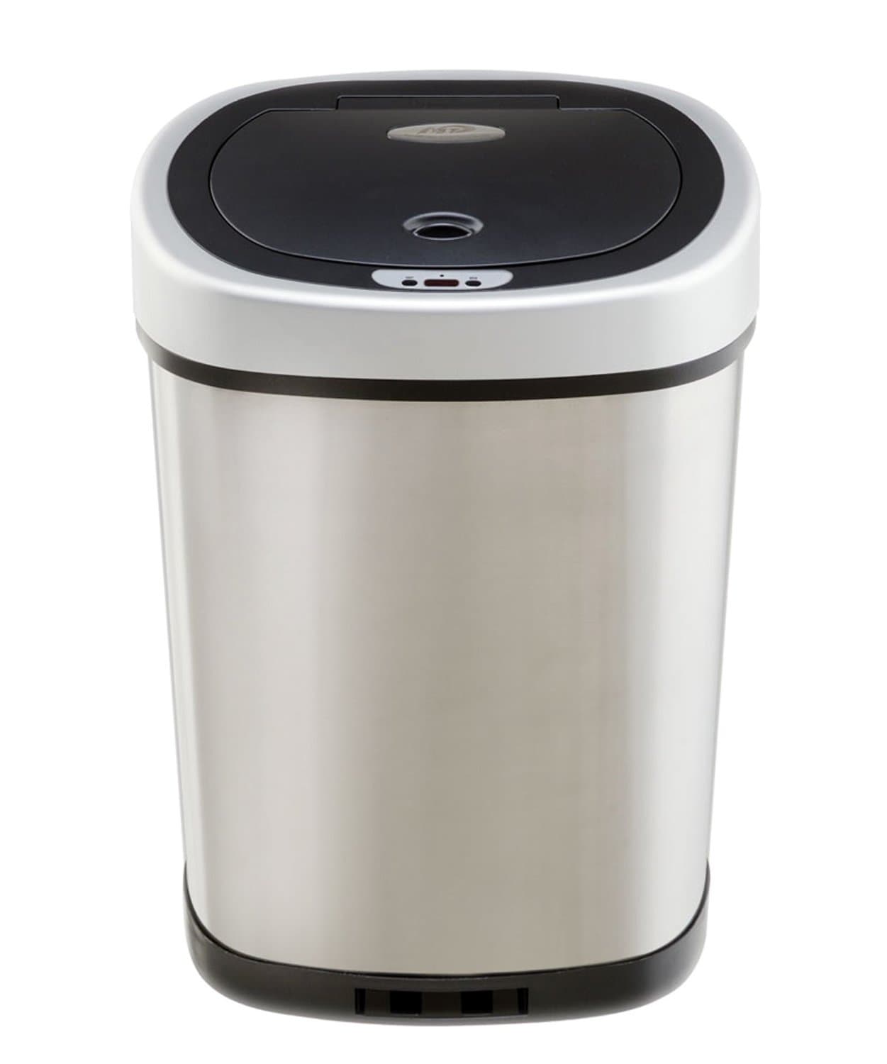NINESTARS CB-DZT-50-98-1C Automatic Touchless Motion Sensor Oval & Rectangular Trash Can Combo Set, 13.2 Gal. 50 L. & 2.1 Gal.8 L., Stainless Steel