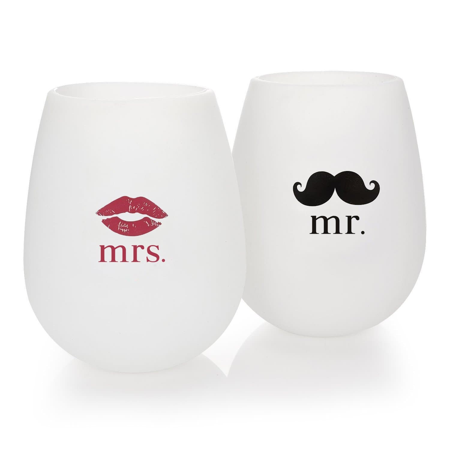 Urmelody Mr. and Mrs. Outdoor Wedding Parties Unbreakable Stemless Silicone Wine Glasses Food Grade Clear Silicone & Dishwasher Safe - Set of 2, Rubber Beer Drinking Cups (1 Pairs Fulfilled By Amazon)