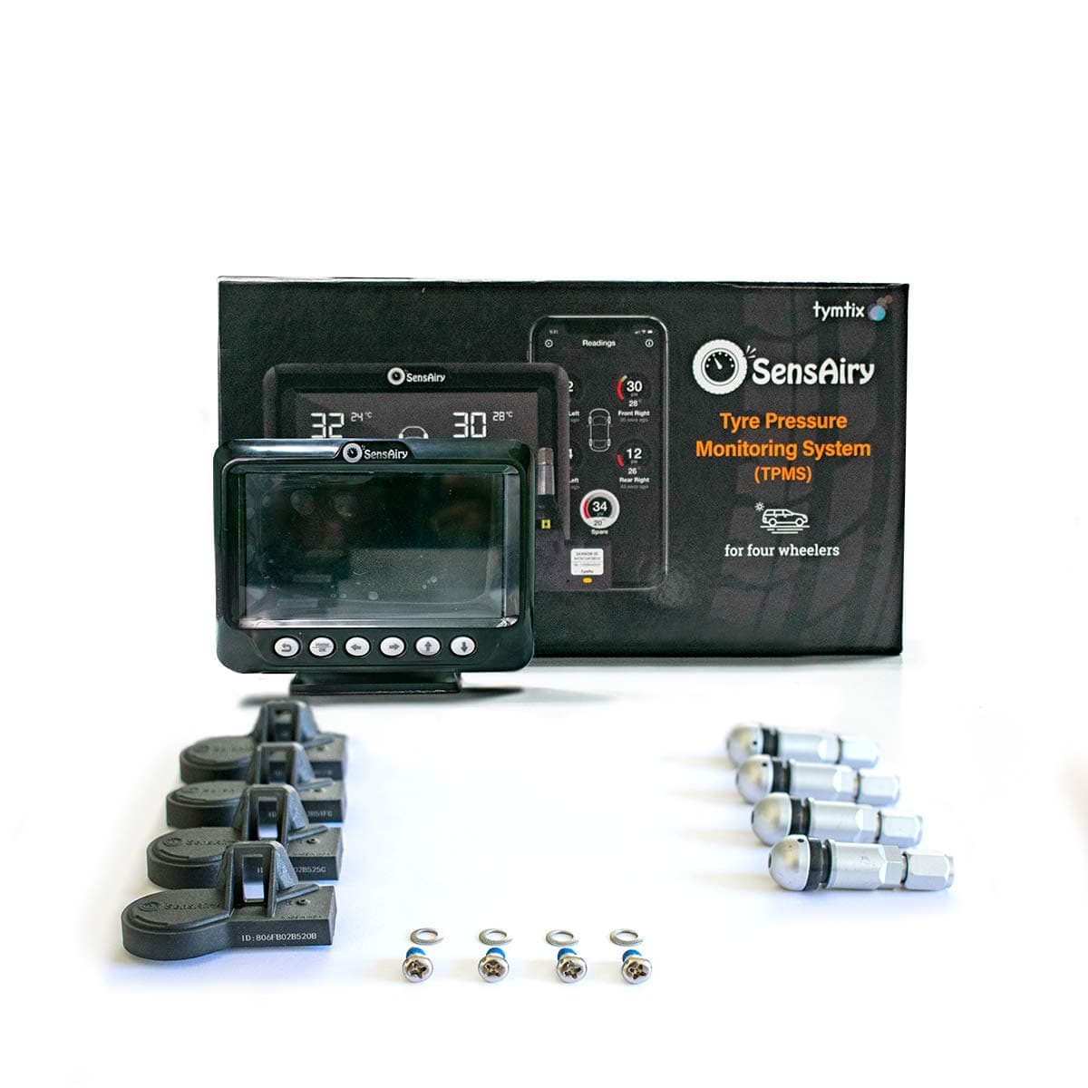 SensAiry - Bluetooth LE Tyre Pressure Monitoring System (TPMS) with LCD Display