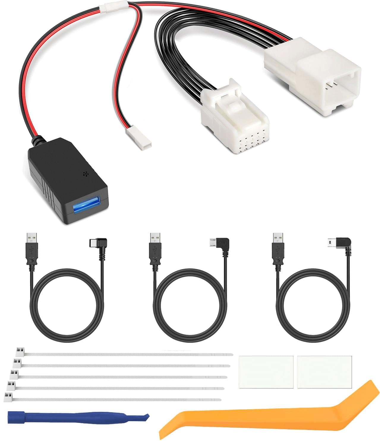 YQMAJIM DashCam Power Adapter,(10P TypeB)Compatible with Select Toyota,Lexus,Subaru Models with Auto Dimming Rearview Mirror,Built-in Hide USB to GPS Radar Dash Cam Charger Adapter Cable,Clean Install