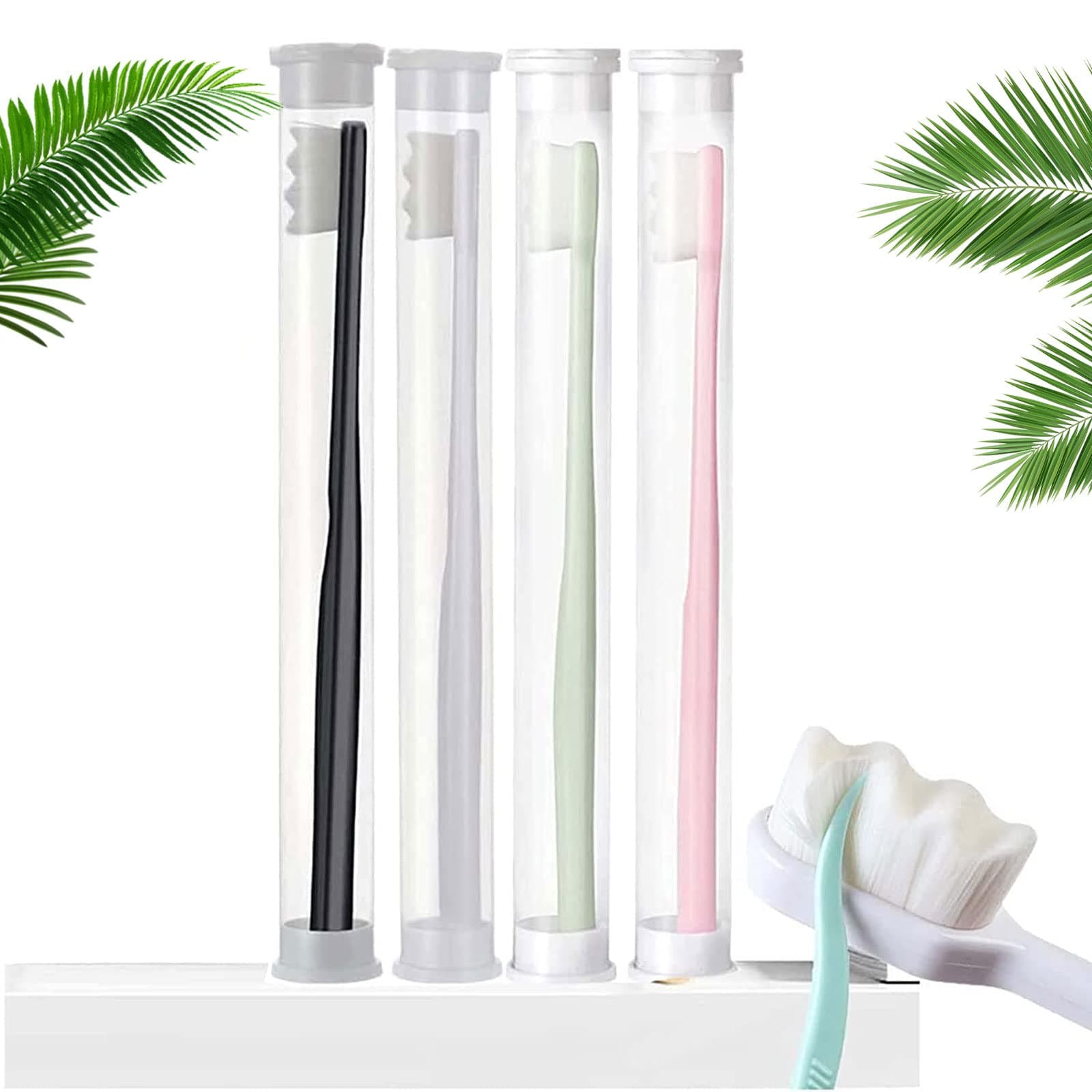 4Pack BREVI Nordic-Inspired Premium Nano Toothbrush, Wave Bristle, Ultra-fine Soft Toothbrush with 20000 Soft Bristles, for Sensitive Gums and Teeth