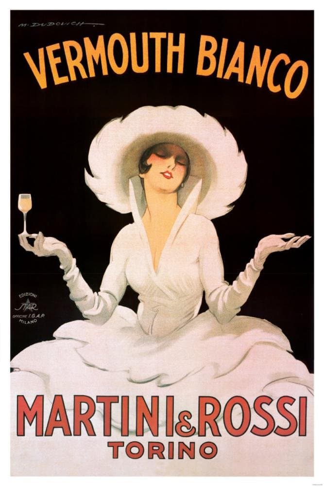 Marcello Dudovich Vermouth Bianco Martini and Rossi Art Print Poster - 24x36 Collections Poster Print, 24x36