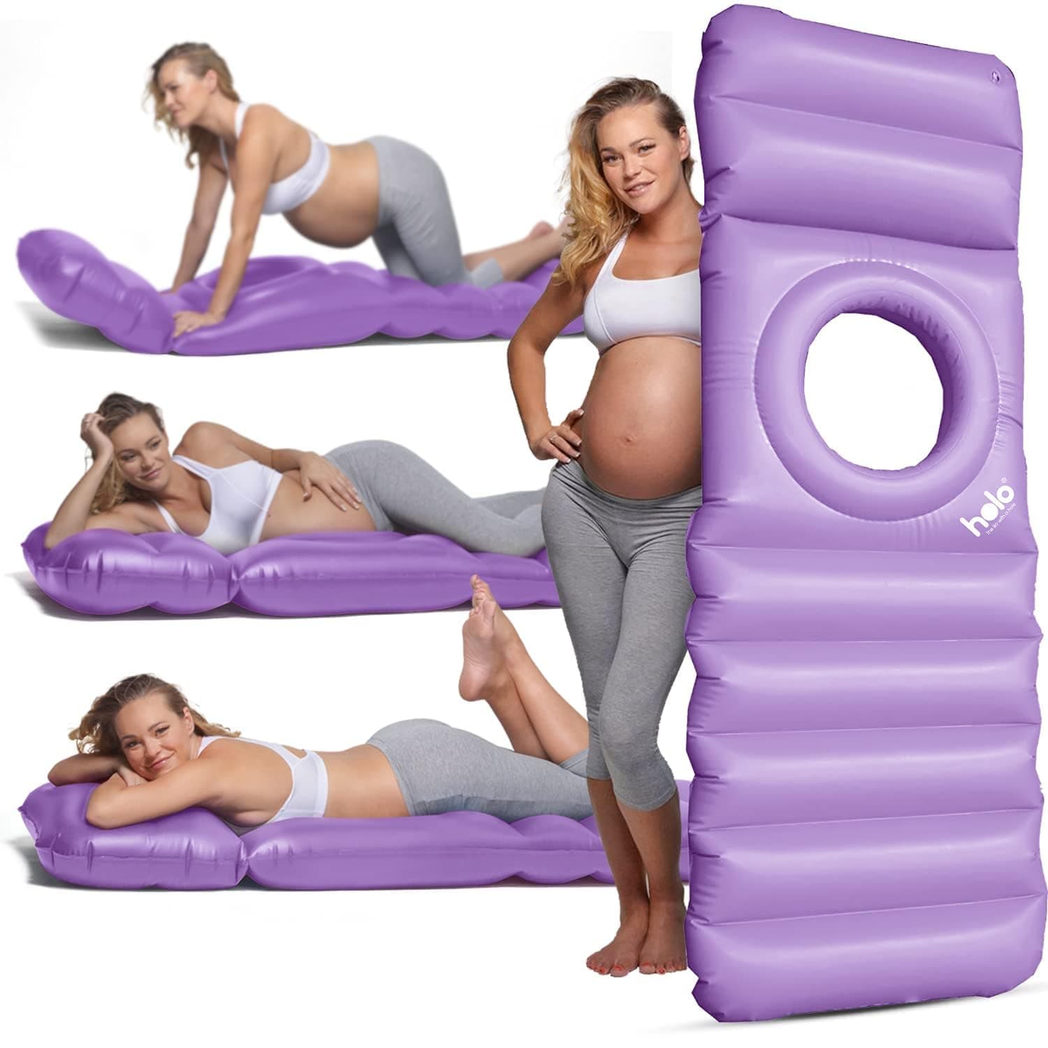 HOLO The Original Inflatable Pregnancy Pillow - Full Body Maternity Airbed/Float with Hole for Tummy -for Ultimate Sleeping Support & Comfort -Say Goodbye to Pregnancy Related Aches & Pains (Lavender)