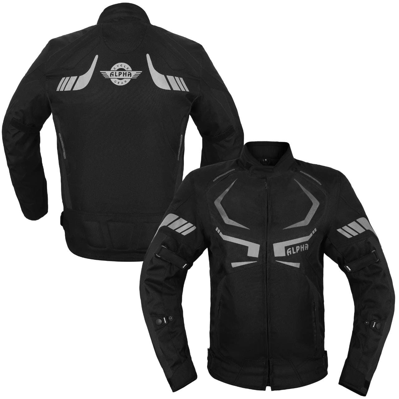 MOTORCYCLE JACKET MENS CE ARMORED BIKERS RIDING RACING WATERPROOF ALL SEASON JACKET (BLACK, 4X-LARGE)