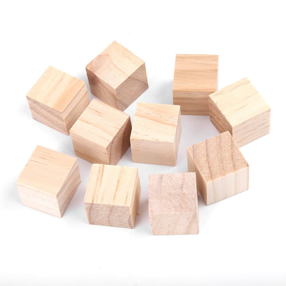 Wood Cubes, Natural Unfinished Wooden Blocks Craft, Small Wood Squares Blocks, DIY Craft Squares Wooden Blocks for Puzzle Making, Crafts, and DIY Projects(25mm （10 pcs）)