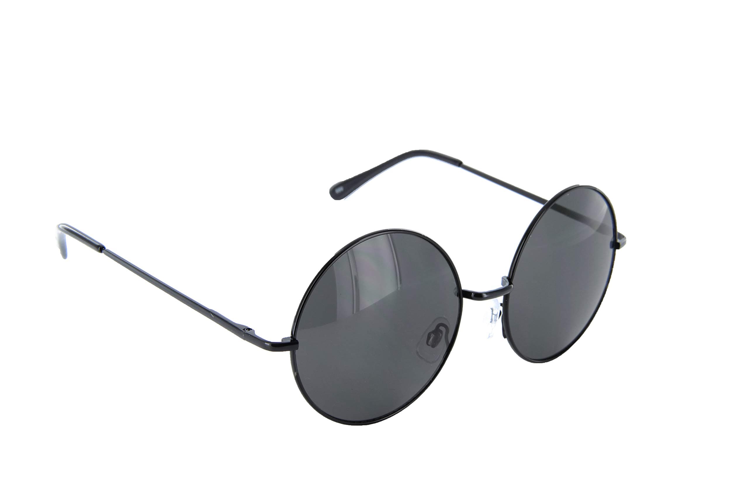 Large Circle Round Glasses Metal Frame Harry Porter Style (Black/Dark, 57mm)