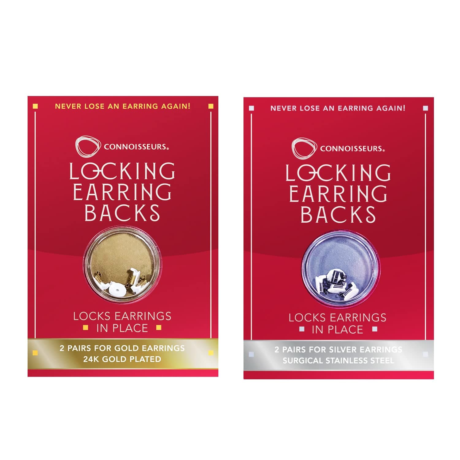 Locking Earring Backs - Hypoallergenic Earring Backs for Studs, Hoops, and More - Never Lose an Earring Again