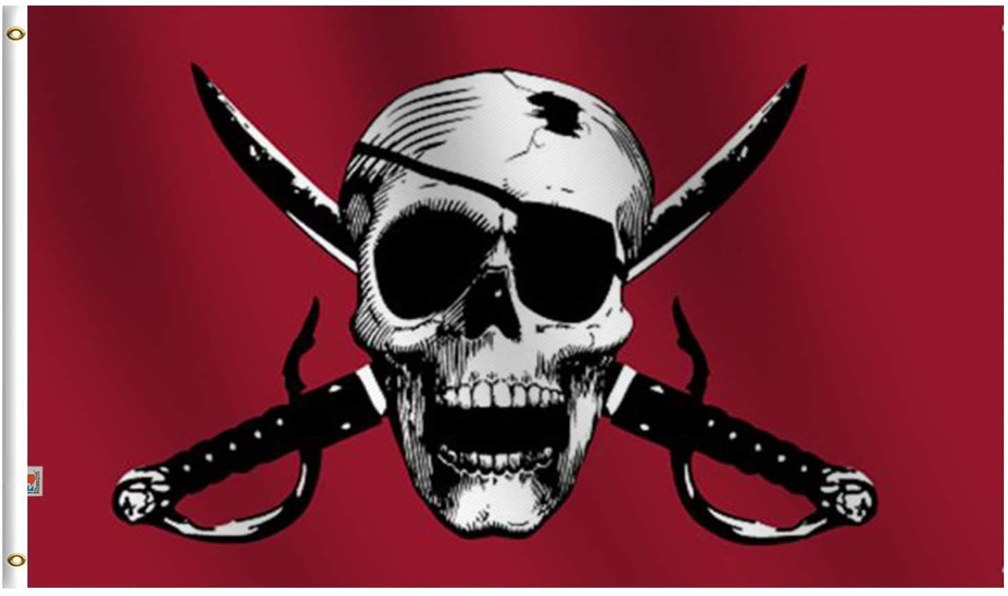 rhungift Premium Ghost Pirate Ship Flag Large 3x5 Ft, Moderate Outdoor/Indoor Both Sides 100D Smooth Silk--Brass Grommets for Easy Display Jack Rackham Roger Skull Sword boat Flag 3' x 5' Banner
