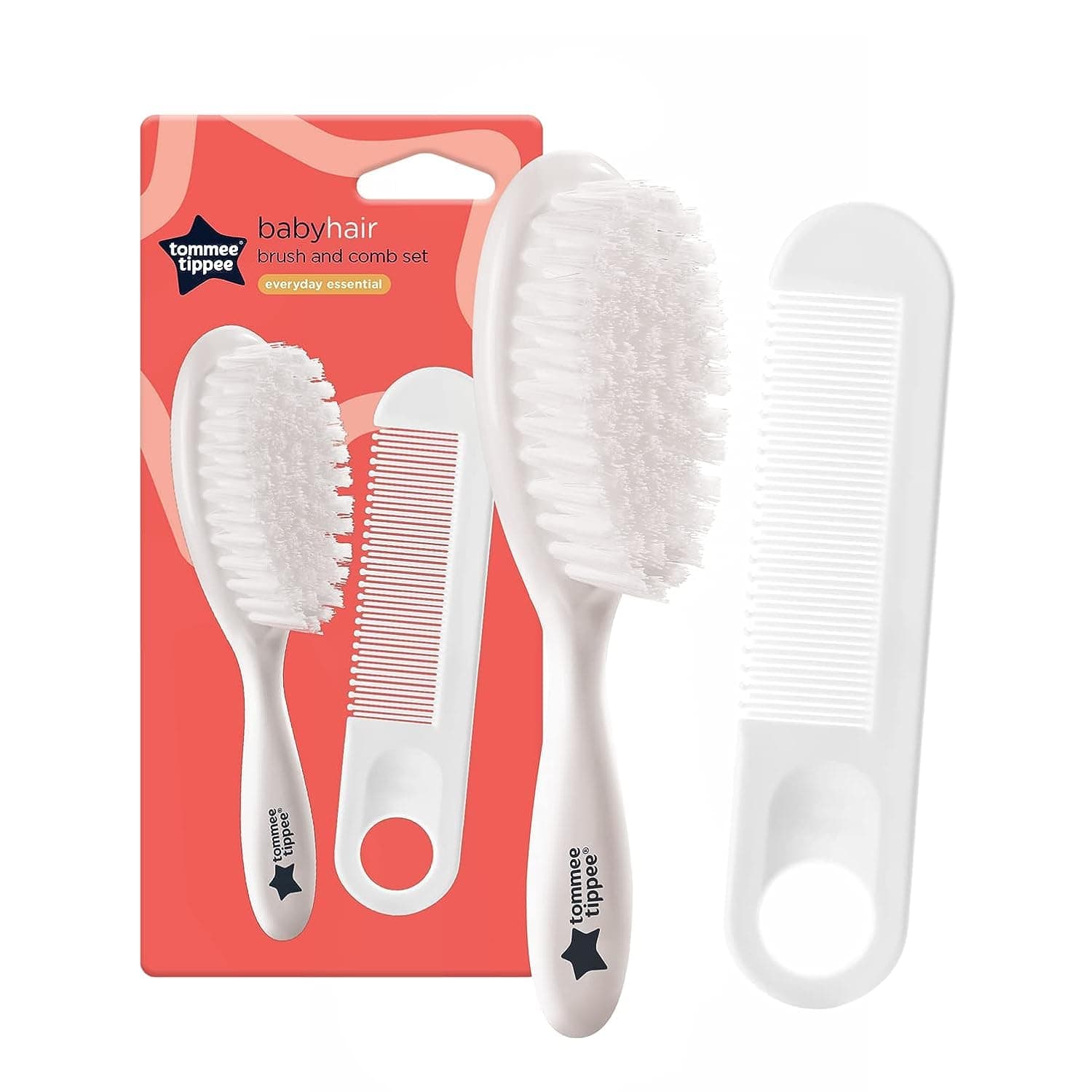 Tommee Tippee Essential Basics Brush and Comb Set, White, 2 Count (Pack of 1)