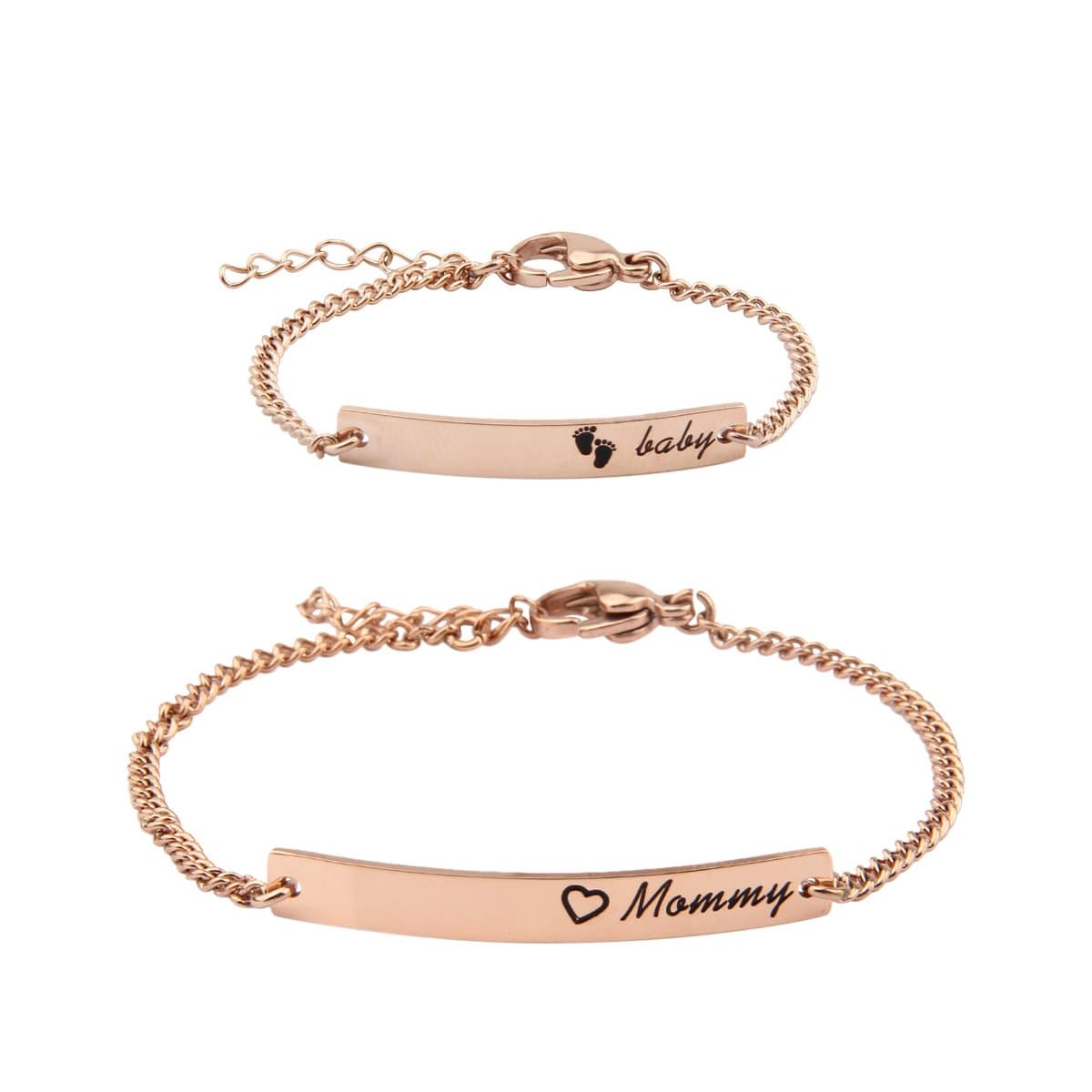 ENSIANTHMommy Baby Adjustable Bracelet Set Rose Gold Bracelet Infant Toddler Jewelry Gifts for New Born to Children Mom Be Mother Day