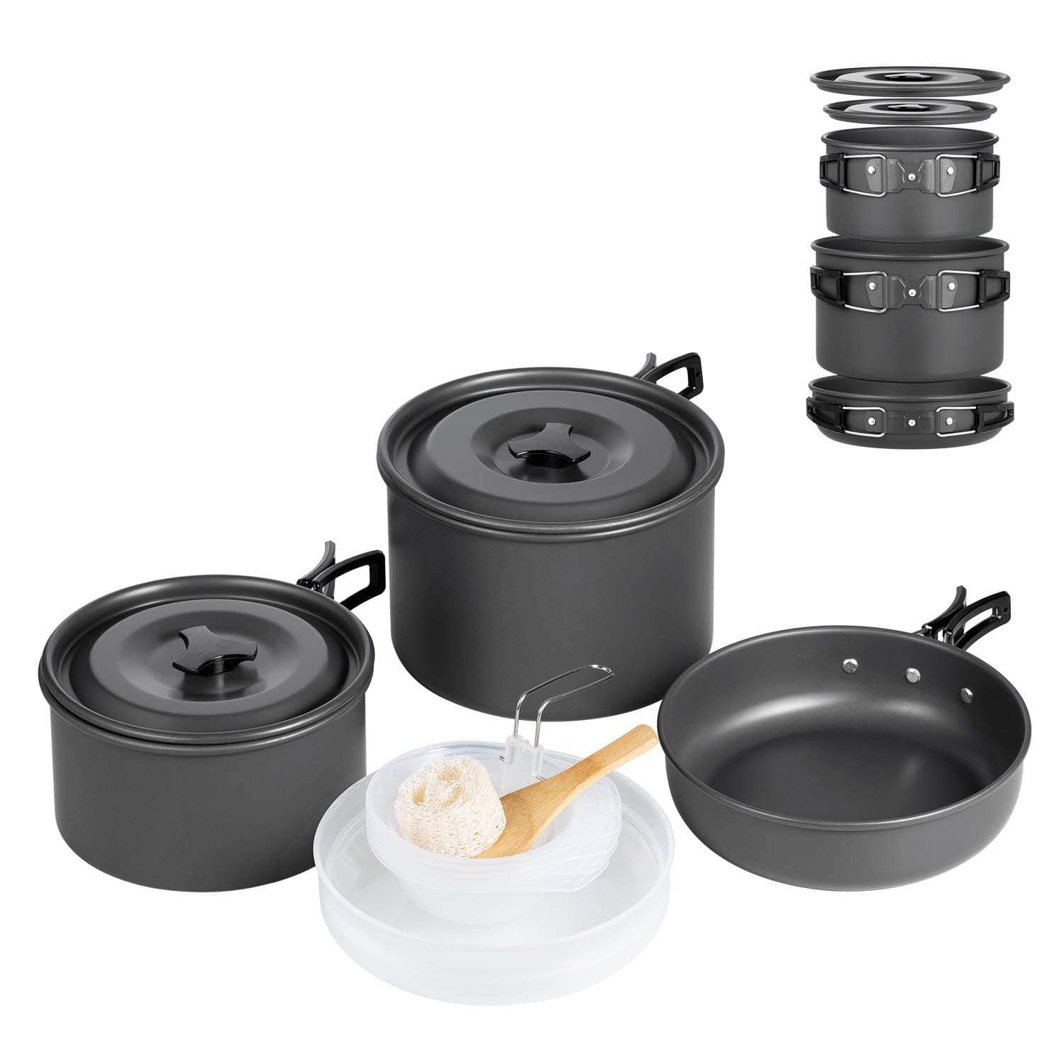 Terra Hiker Camping Cookware, Nonstick, Lightweight Pots, Pans with Mesh Set Bag for Backpacking, Hiking, Picnic