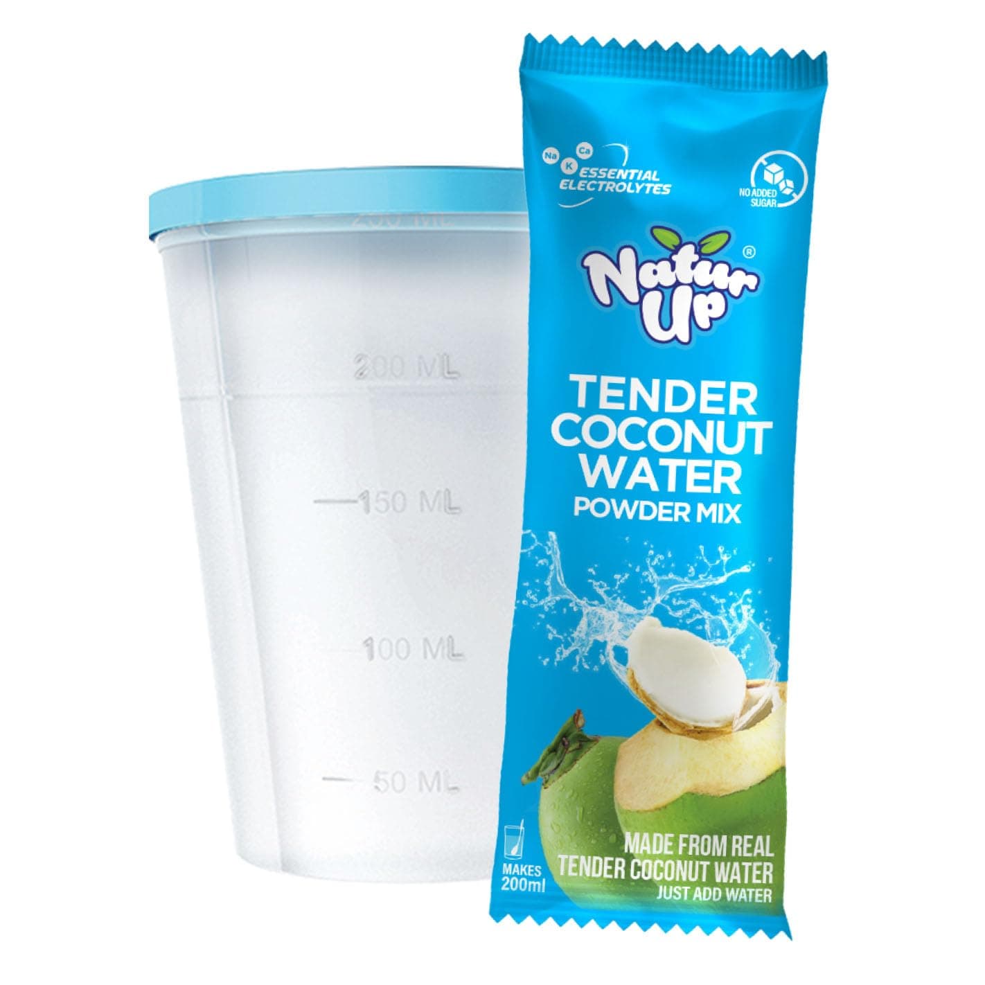 NaturUp Tender Coconut Water Powder Mix, 15 Sachets (180g) | Instant Nariyal Pani with No Added Sugar, Flavours or Preservatives | Electrolytes for Hydration & Energy | For Glowing Skin & Refreshment