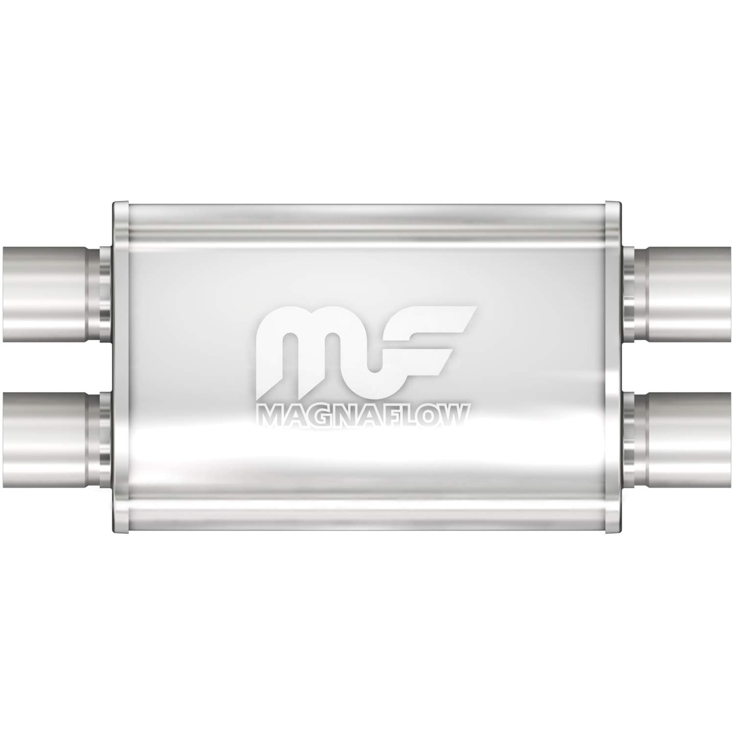 MagnaFlow Exhaust Products 4in x 9in Oval Dual/Dual Performance Muffler 11385 - Straight-Through, 2.25in Inlet/Outlet Diameter, 20in Overall Length, Satin Finish - Classic Deep Sound