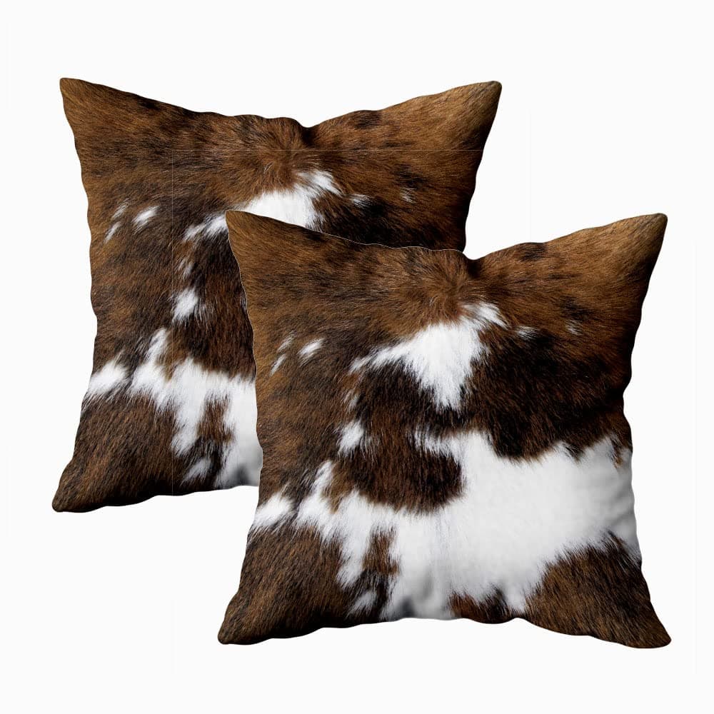 TOMWISH 2 Packs Hidden Zippered Pillowcase Christmas Cowhide Accent Printing 16X16Inch,Decorative Throw Custom Cotton Pillow Case Cushion Cover for Home
