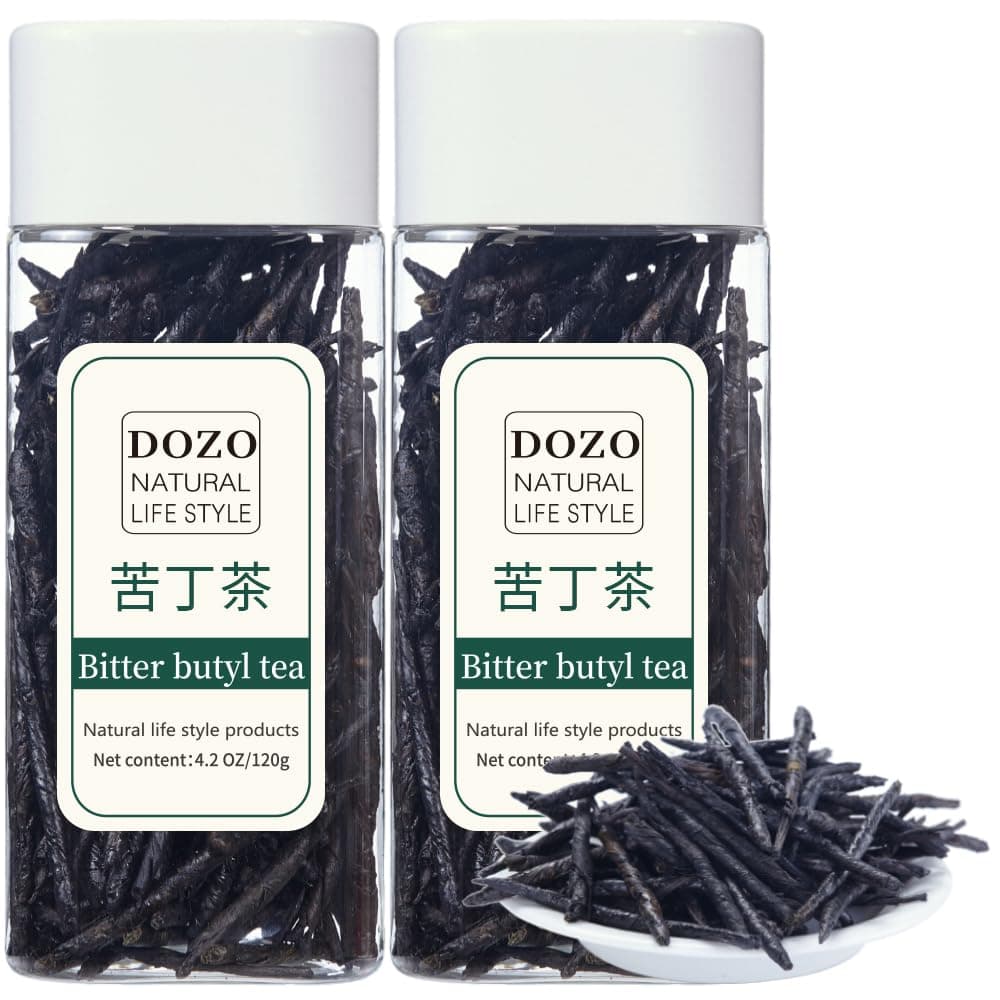 DOZO Needle Kuding Tea Ku Ding Bitter Green Tea 240g /8.46oz 100% Natural Wild Kuding Cha Herbal Tea Large Leaf Caffeine Free, No Additives 苦丁茶 大叶苦丁