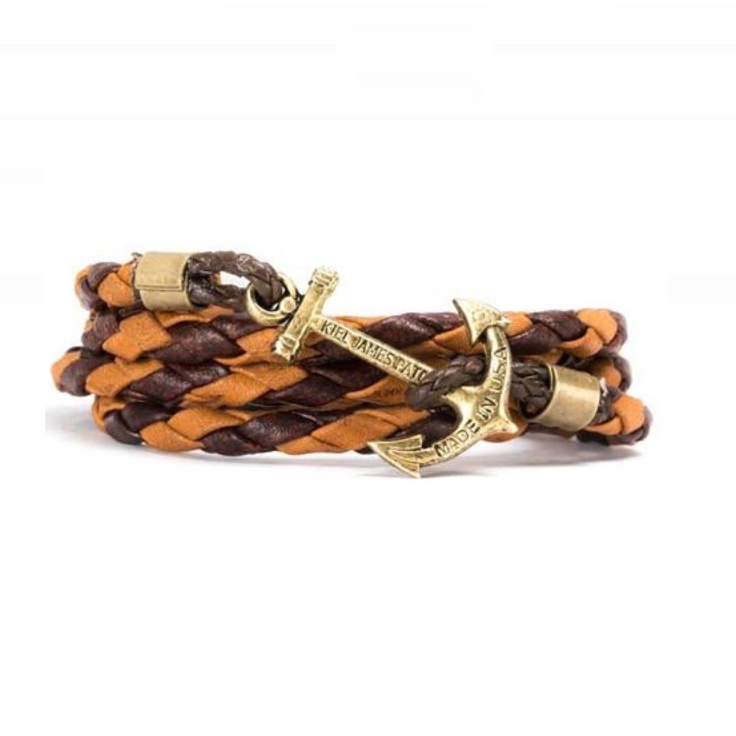 Kiel James Patrick Adinrodack-Wood-Boat Anchor Bracelet Leather Brown