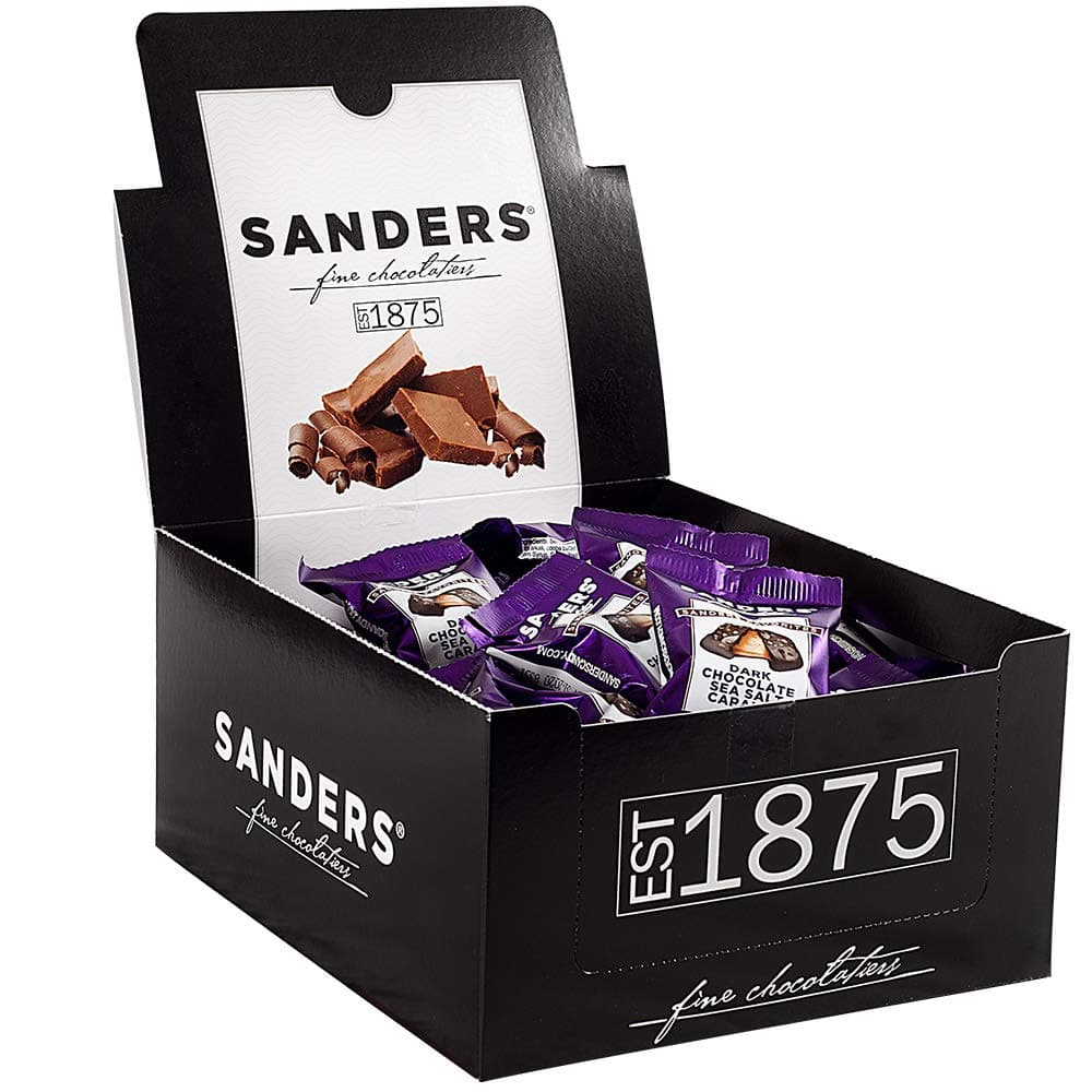 Sanders Dark Chocolate Sea Salt Caramels, Kettle Cooked Caramel Covered in Dark Chocolate, Individually Wrapped (48 Count)