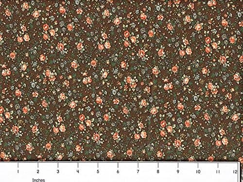 Country Florals #3 Brown By the yard