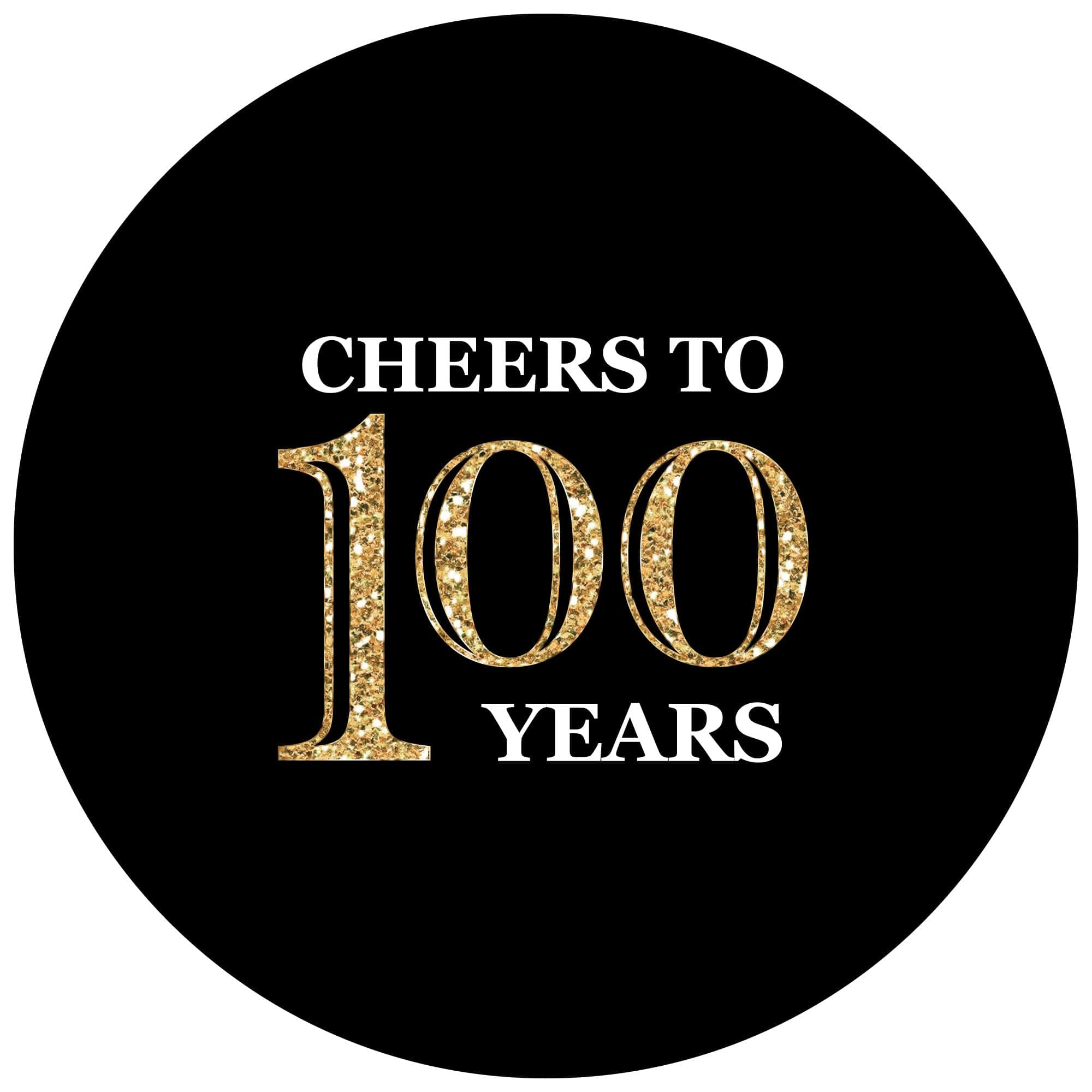 Big Dot of Happiness Adult 100th Birthday - Gold - Birthday Party Circle Sticker Labels - 24 Count