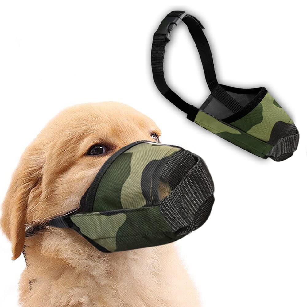 Sage Square Dog Army Muzzle, Soft Mesh Covered, Poisoned Bait Protection with Adjustable Straps, Prevent Biting Chewing & Licking for Small Medium Large Dogs, (Small)