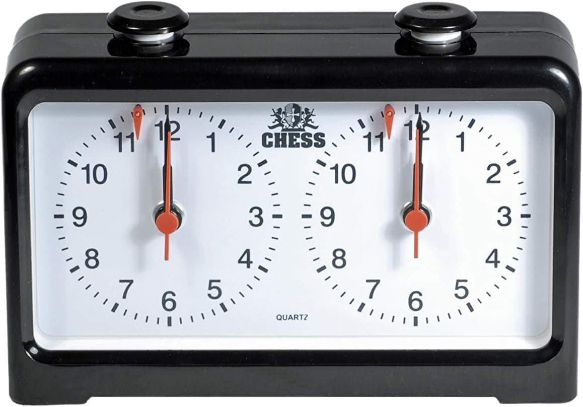 WE Games Analog Chess Clock Timer with Quartz Precision Technology, Game Timer Clock for Blitz Chess and Bullet Chess, Chess Timer Clock Official, Chess Clocks with Analog Timer for Board Games