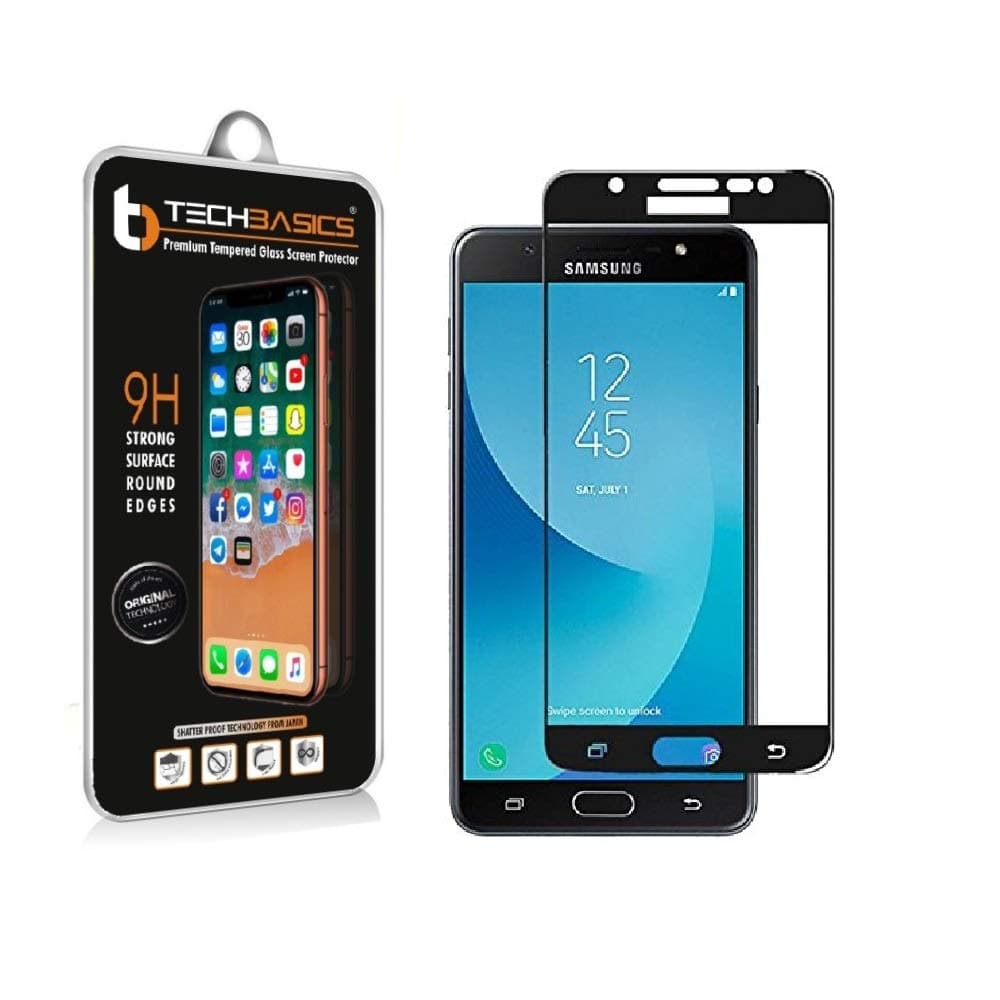 TechBasics TBTG5DSAMJ7MAXBLK 5D Tempered Glass for Samsung Galaxy J7 Max (Black)