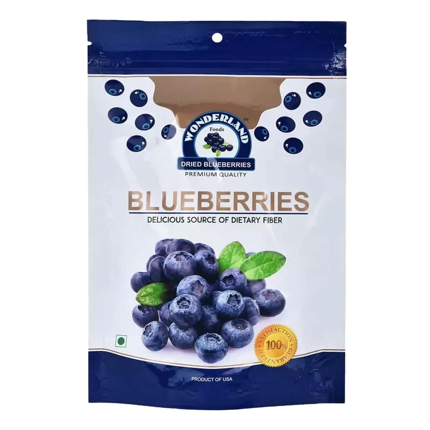Wonderland Foods 150g Premium Dried Californian Blueberries Pouch | Dry Fruits | Healthy & Tasty Whole & Dried Blueberry
