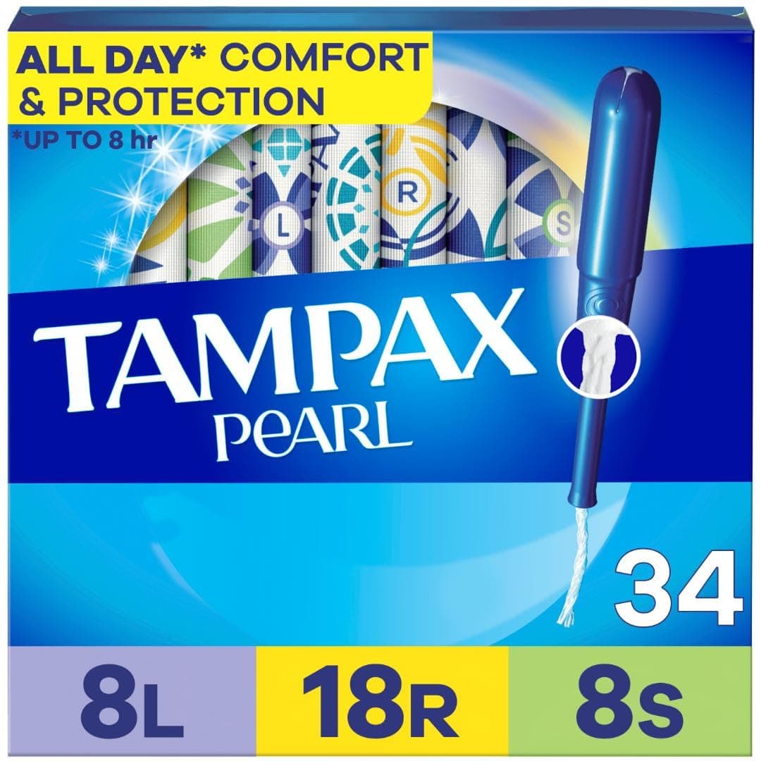 Pearl Tampons Multipack, Light/Regular/Super Absorbency, With Leakguard Braid, Triple Pack, Unscented, 34 Count