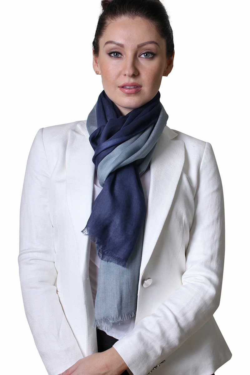 Women's Serenity Ocean Elegant Blue Ombre Effect Scarf, Super Soft, Lightweight