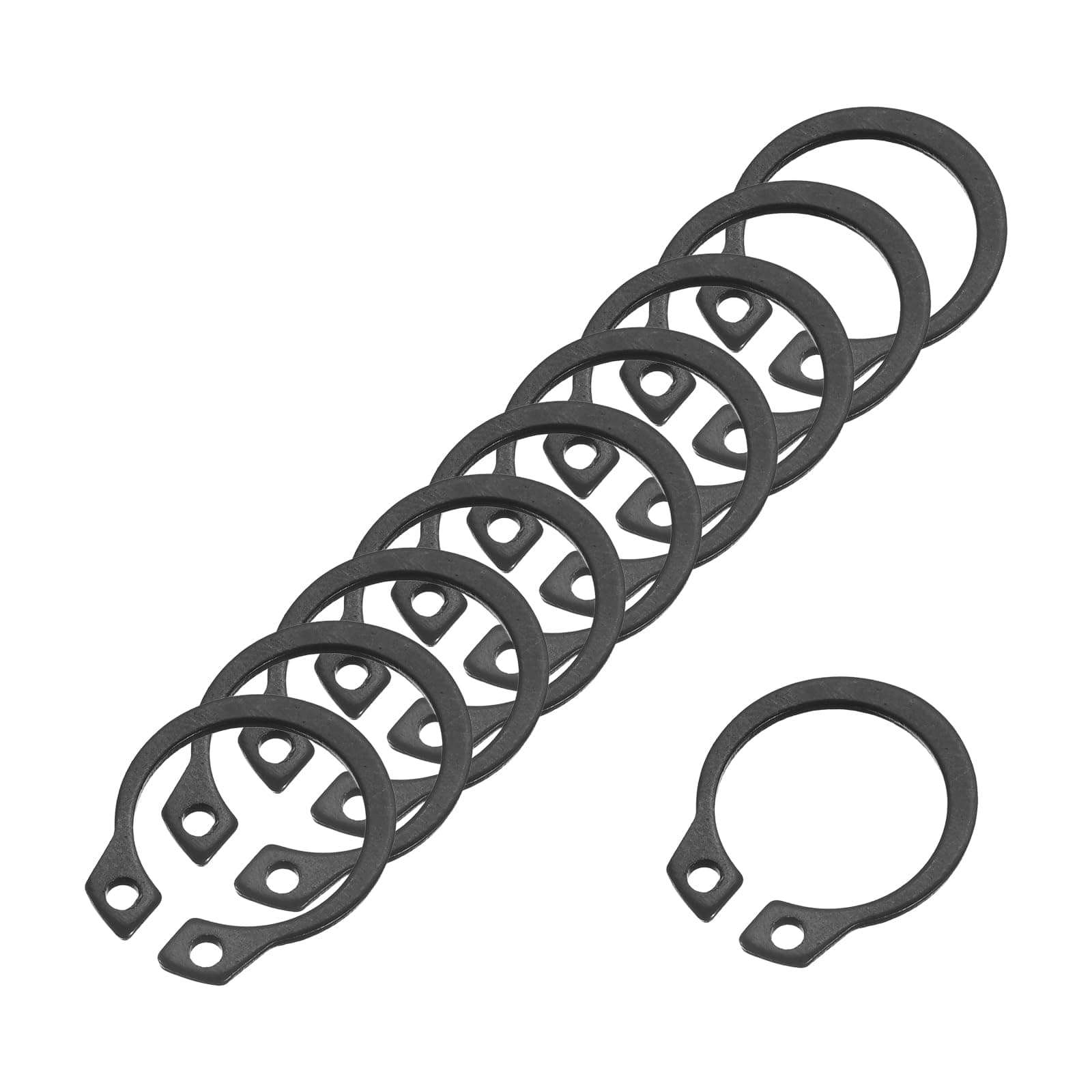 uxcell 50 Pcs External Retaining Rings, 14.7mm 65Mn Carbon Steel External Circlip Snap Rings Round Wire Snap Rings for Valves Electrical Appliances, Black