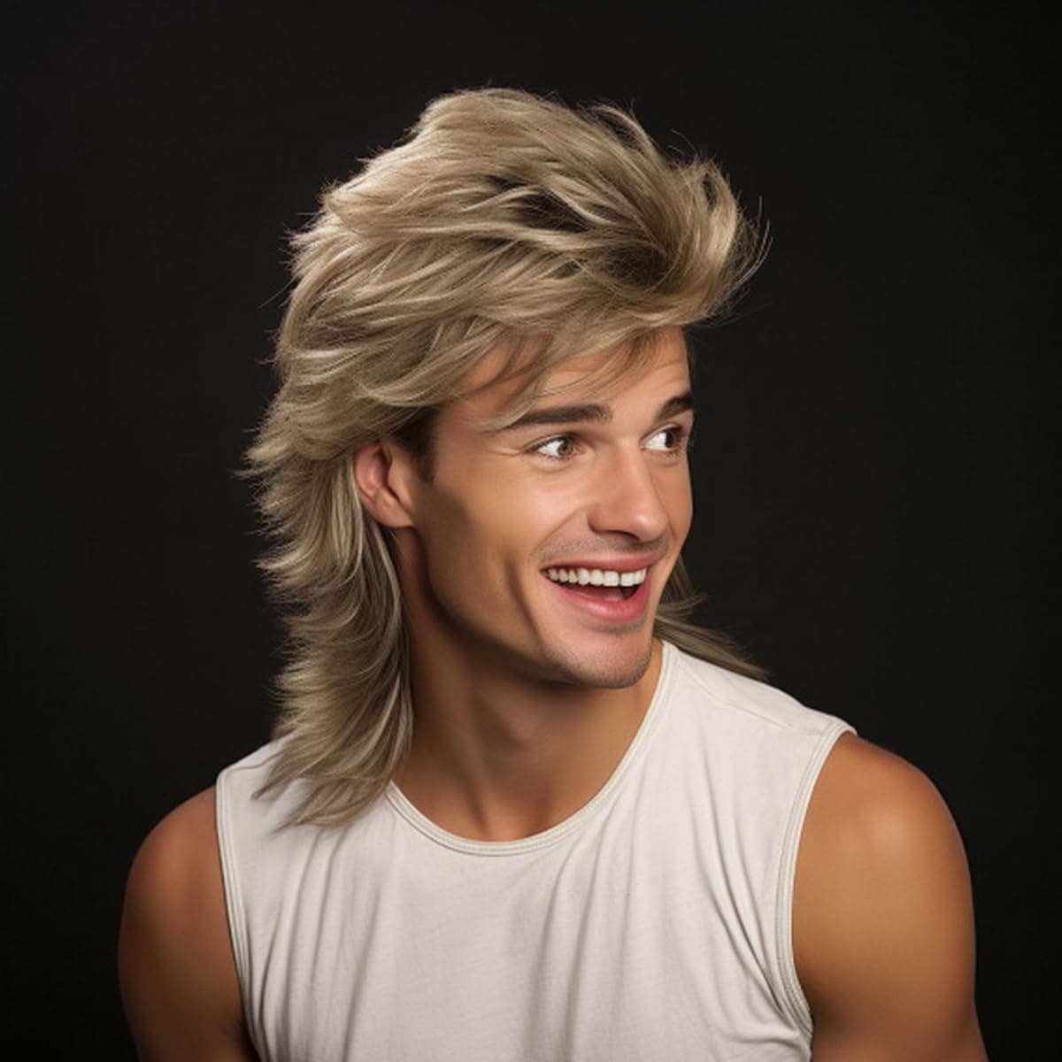Blonde Mullet Wig|Adult Men's Funny Wigs|Pop Rock Wig|Joe Dirt Wig for 70s & 80s|Cosplay & Party Wig