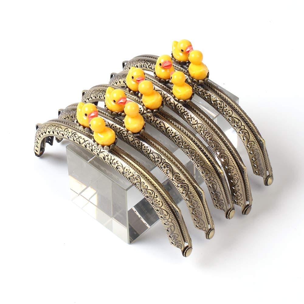 Bagparts Metal Frame Purse Frame Kiss Clasp Lock Squared Design Bag Clutch Frame DIY Craft Bronze 5PCS 12.5X5.5CM