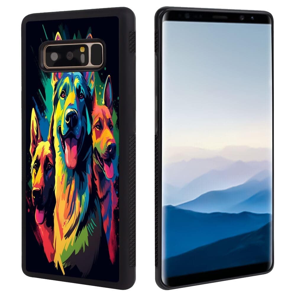 DeweiDirect Phone Case for Samsung Galaxy Note 8 with German Shepherds Designer Art015 Black Slim Rubber Frame Full Body Protection Cover Case for Samsung Galaxy Note 8 Drop Protection