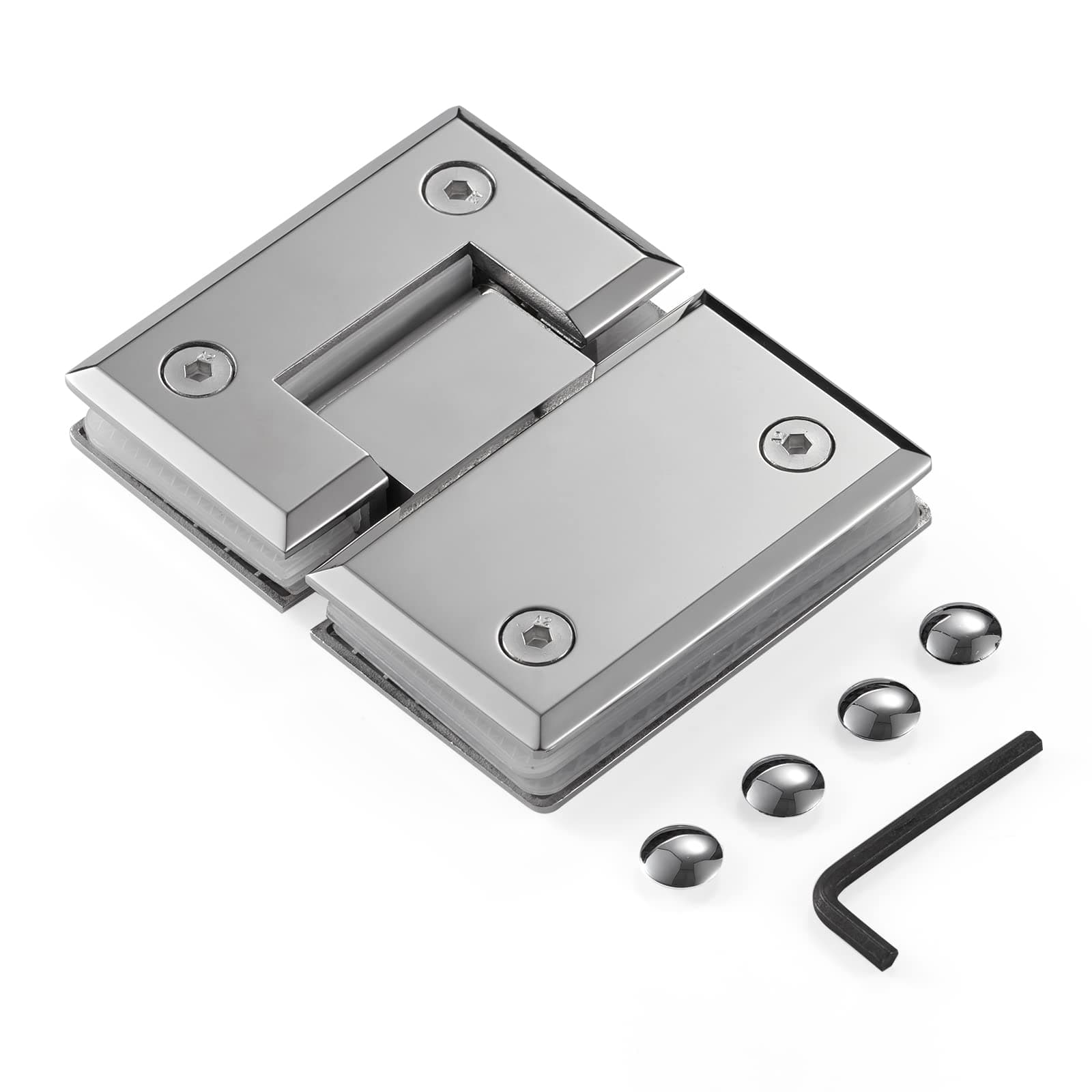 Hypotenuse Heavy Duty 180 Degree Frameless Pivot Shower Doors Hinge Replacement Parts Wall-to-Glass, 304 Stainless Steel Polished