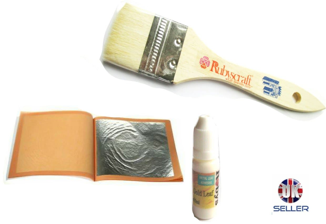 rubys Silver leaf Kit- 30pcs Real Silver Leaf sheets, 15ml adhesive and brush. Christmas Gilding Design Bling my shoes UK00003085705 Trademark.