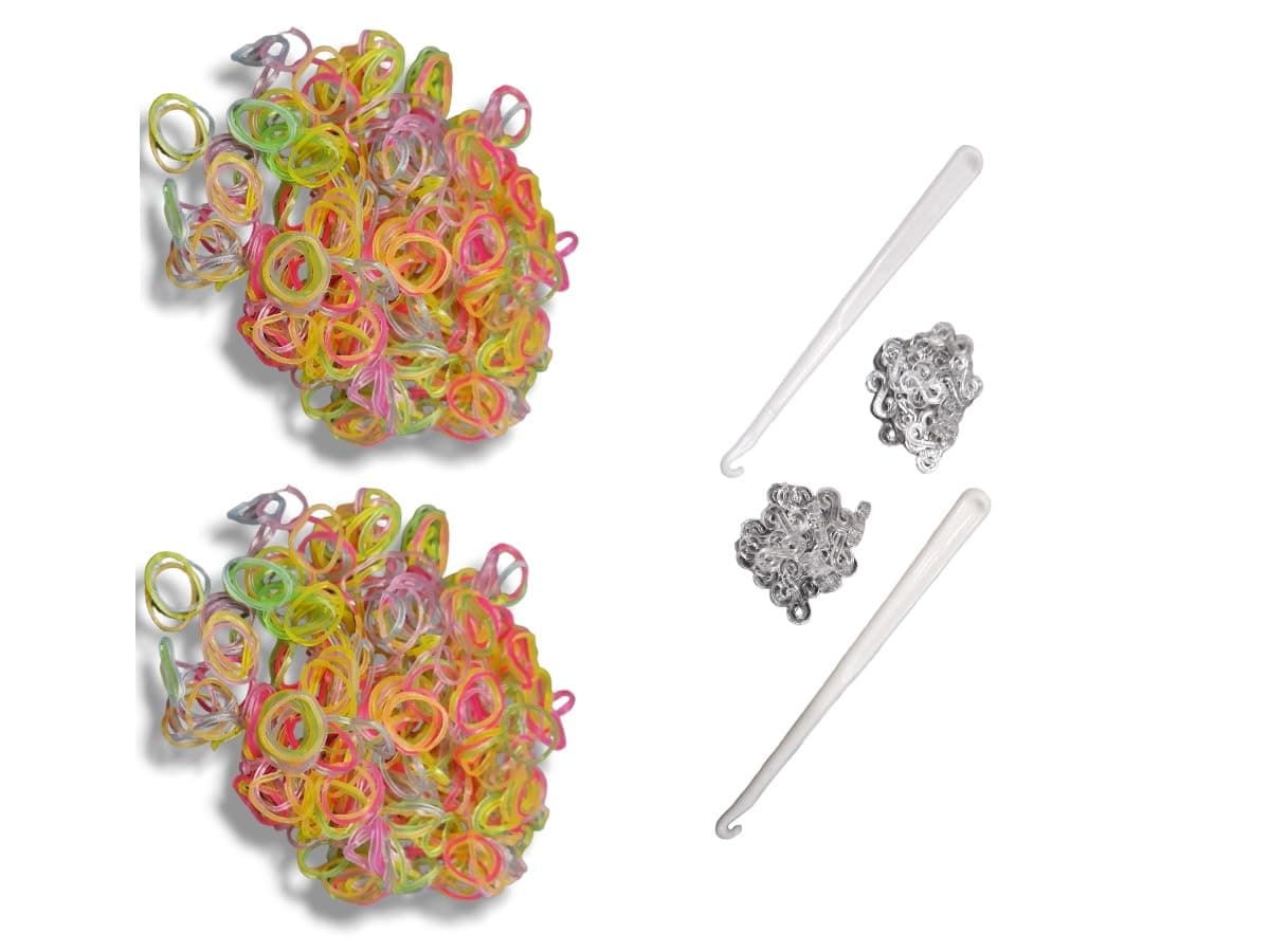 Marcus GerardoLoom Bands Set for Children, 1200 Rubber Bands with S-Hooks and 2 Crochet Hooks, Creative Bracelets Make Yourself (Glow in the Dark)