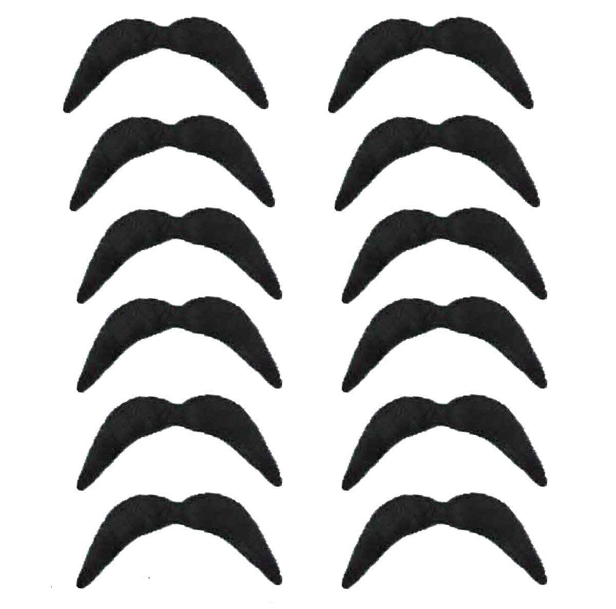 12 x Mexican Moustache Black Halloween Bandit Mustache For Fancy Dress Up Costume Fake Hair Accessory Outfit Novelty Joke