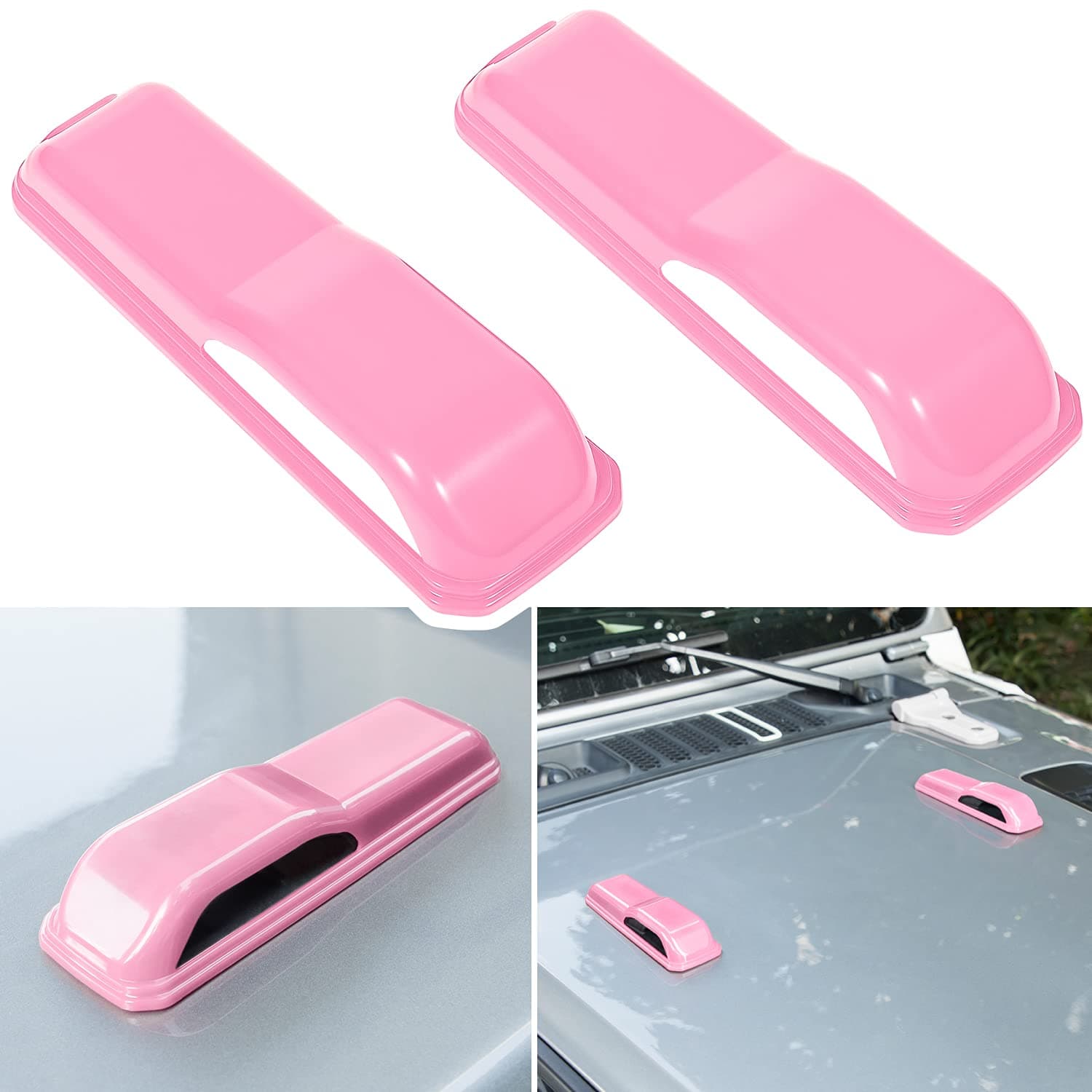 E-cowlboy Engine Hood Hinge Cover Trim Exterior Accessories Decoration for 2018-2022 Jeep Wrangler JL JLU Sports Sahara Freedom Rubicon Unlimited Gladiator JT 2-Door & 4-Door (Pink 2PCS)
