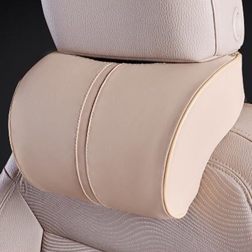 Car Seat Neck Support Pillow,PU Soft Leather + Memory Foam,Head Support Pillow Cushion Pad for Driving Headrest Relax,with Adjustable Strap