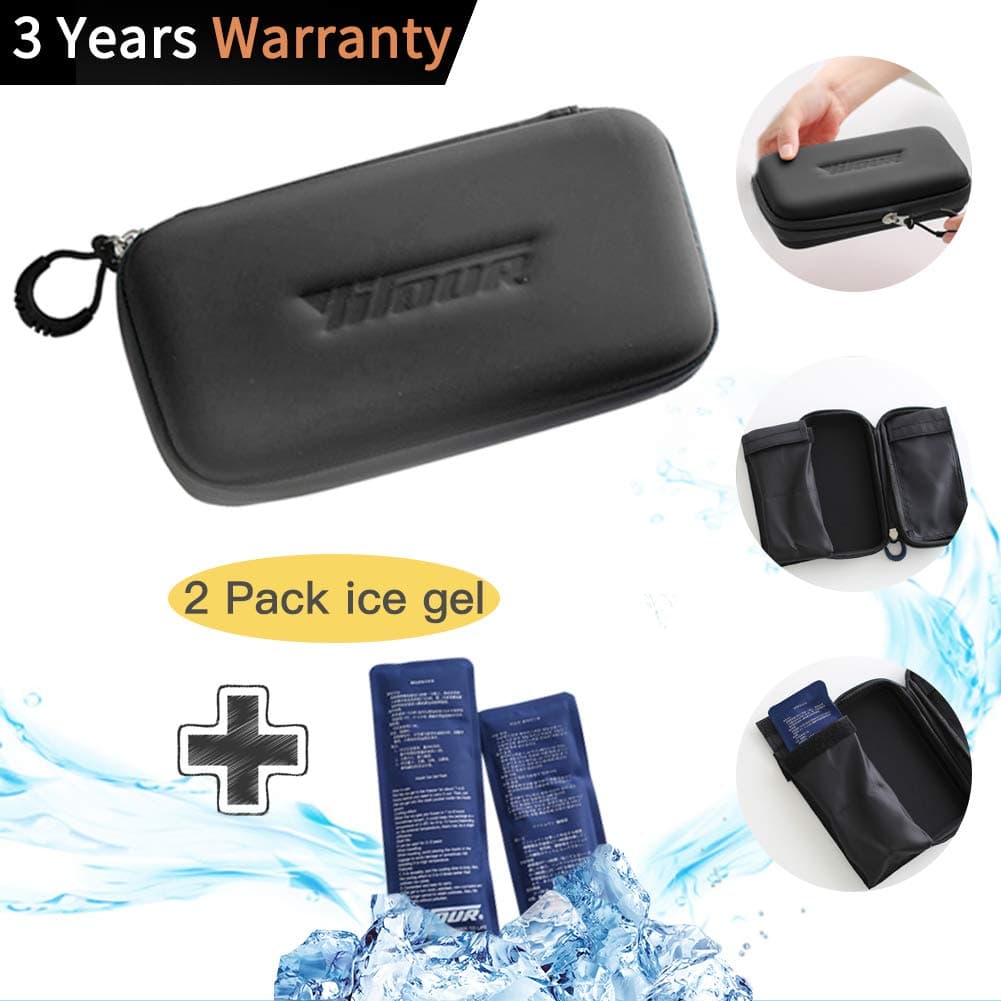 Diabetic Insulin Travel Cooler Bag - Portable Large Fashionable Insulated Medicine Ergency Supply Medical Thermal Insulin Travel Pen Carrying Storage Cooler Bag for Men Women with 2 Ice Pack(Black)
