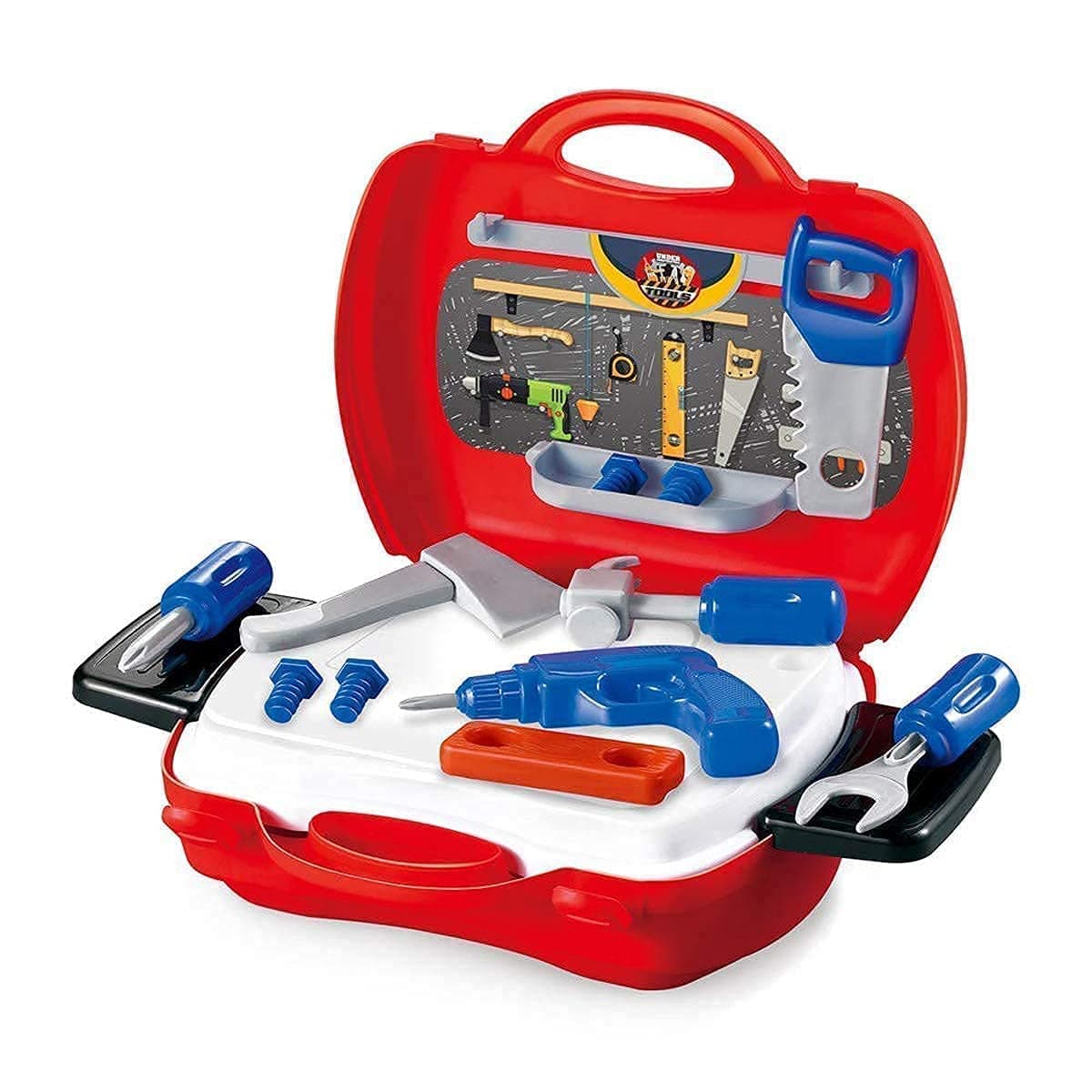Tool Set Toys for Kids, Pretend PlaySet, Role Play Engineer Workshop Tool Portable Tool Set Toy with Briefcase | Construction Tools Kit Toys for Kids Boys,Girls (Red Tool Set)