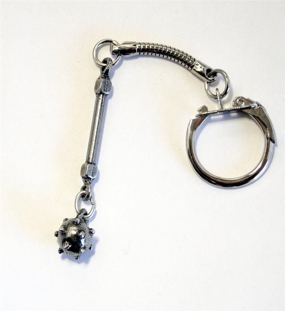 Solid Pewter Medieval Mace Keychain