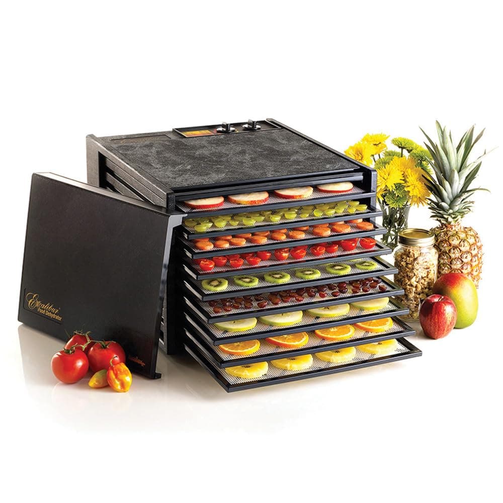 Excalibur Electric Food Dehydrator Machine 9-Tray with 26-Hour Timer, Automatic Shut Off Accurate Temperature Control and Fast Drying with 15 Square Feet of Drying Space, 600-Watts, Black