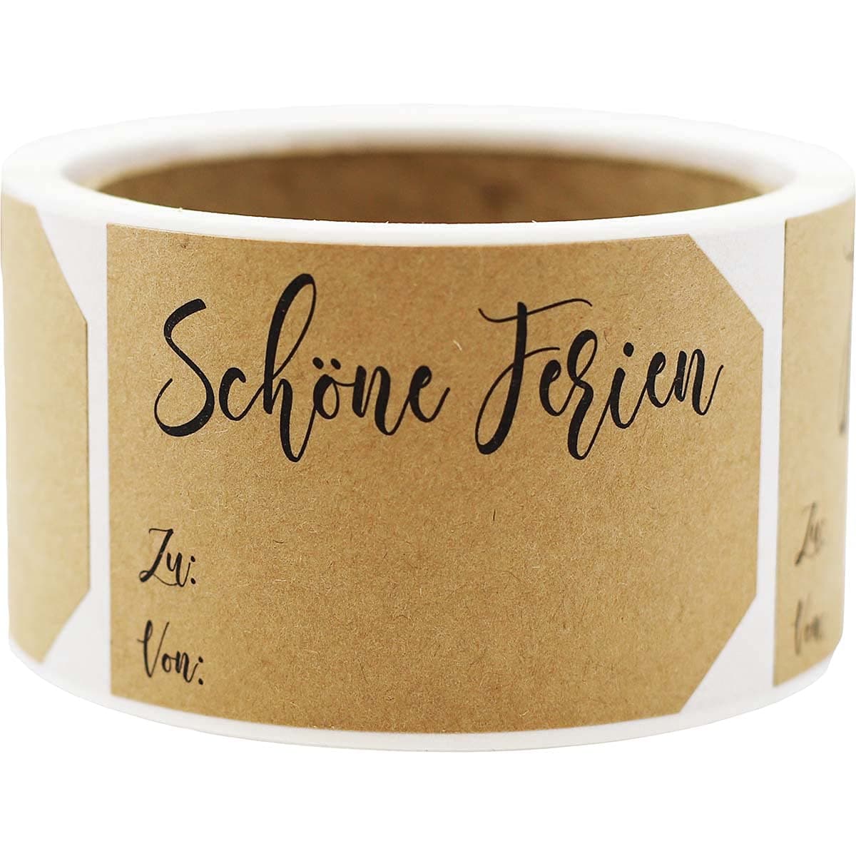 German Natural Kraft Charming Gift Tag Christmas Holiday Stickers | 2 x 3 Inch - 100 Total Labels